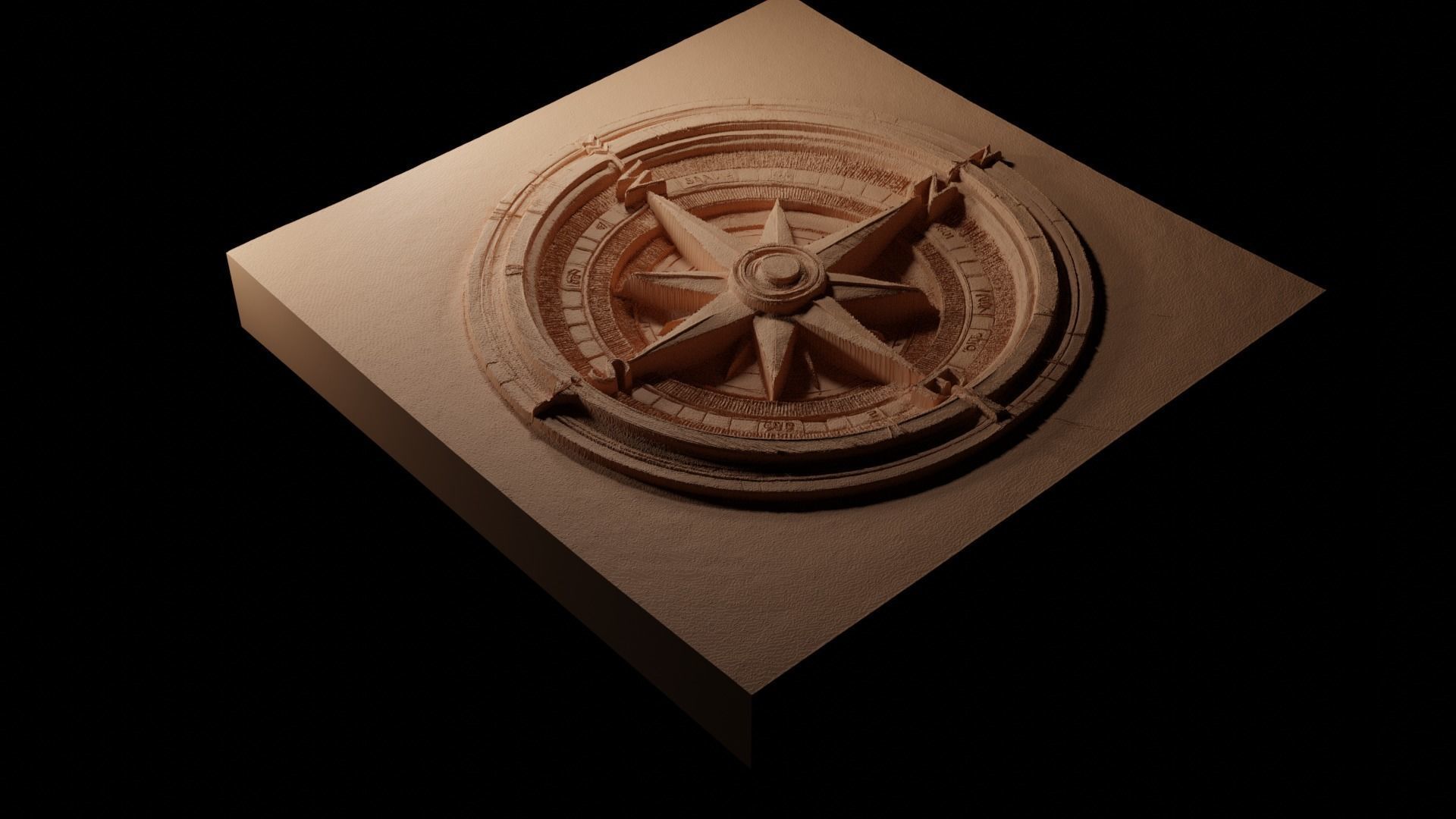 Compass 02 CNC 3d Print High Relief Sand Casting 3D print model_1