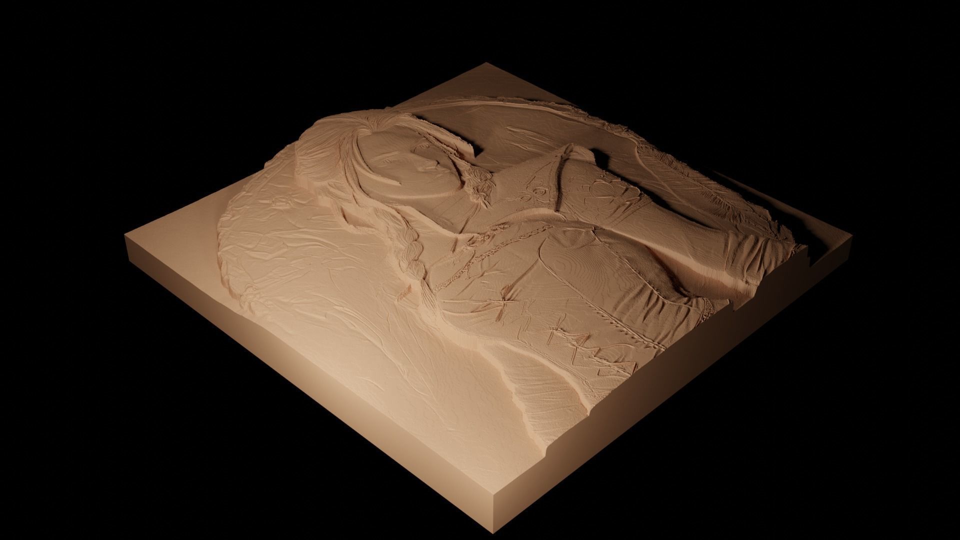 Ciri The Witcher CNC 3d Print High Relief Sand Casting 3D print model_2