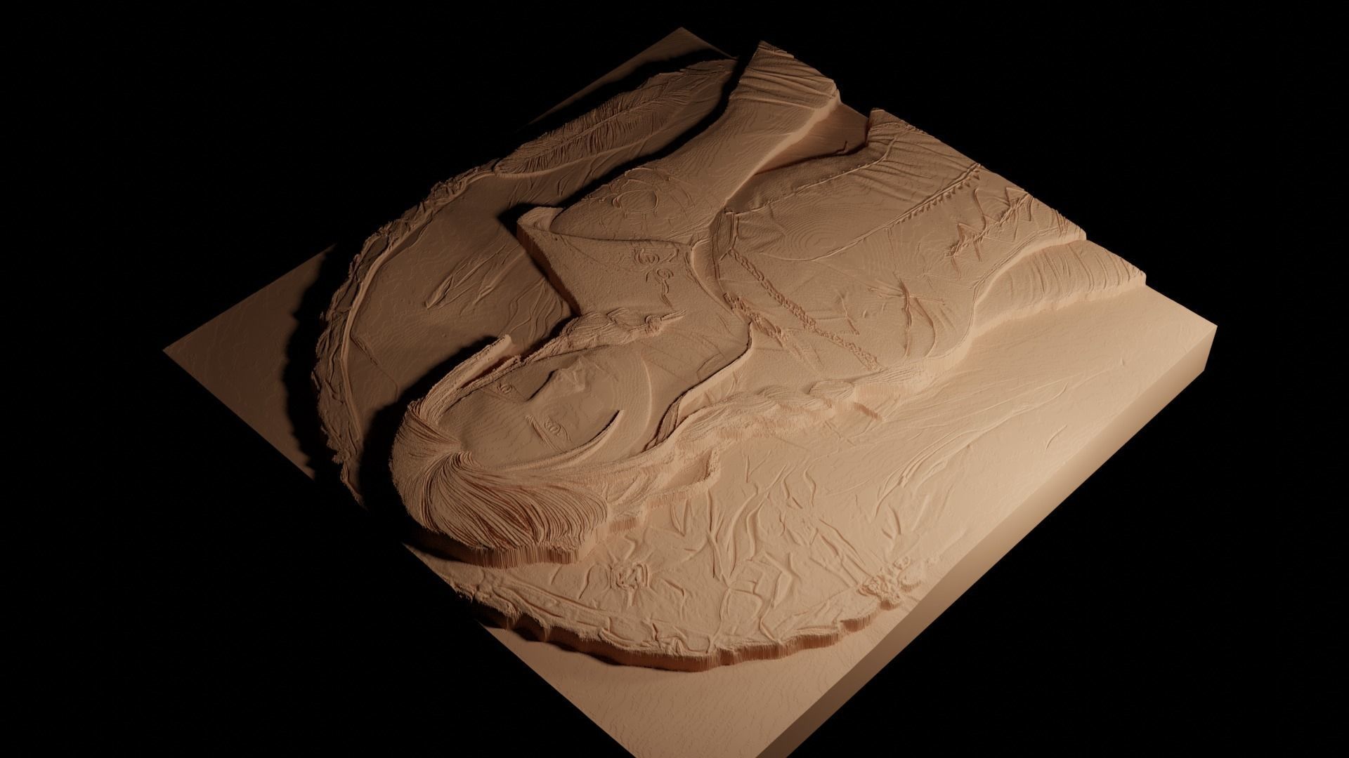 Ciri The Witcher CNC 3d Print High Relief Sand Casting 3D print model_4