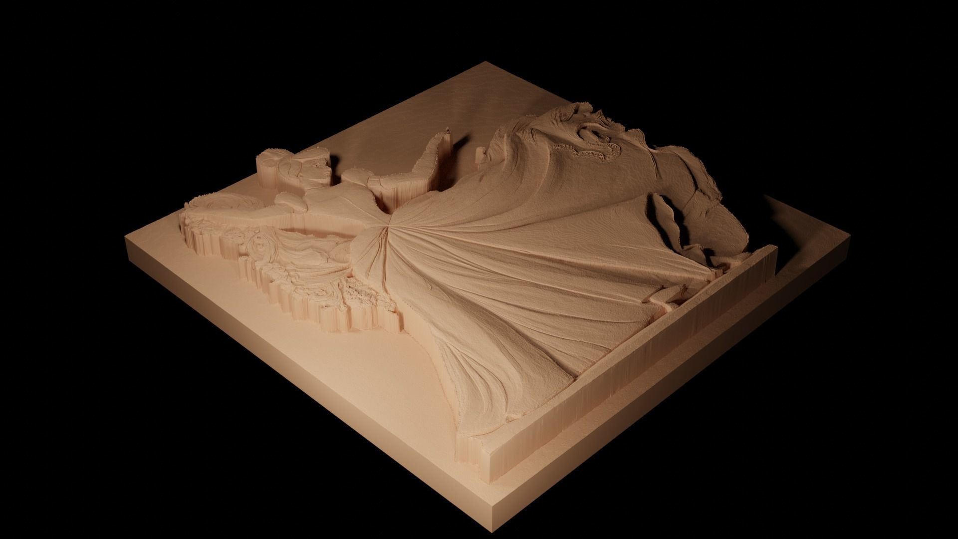 Cinderella CNC 3d Print High Relief Sand Casting 3D print model_2
