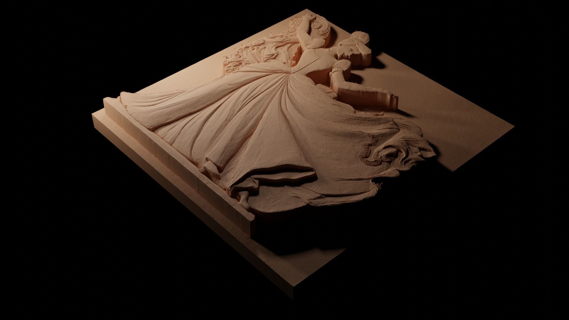 Cinderella CNC 3d Print High Relief Sand Casting 3D print model_1