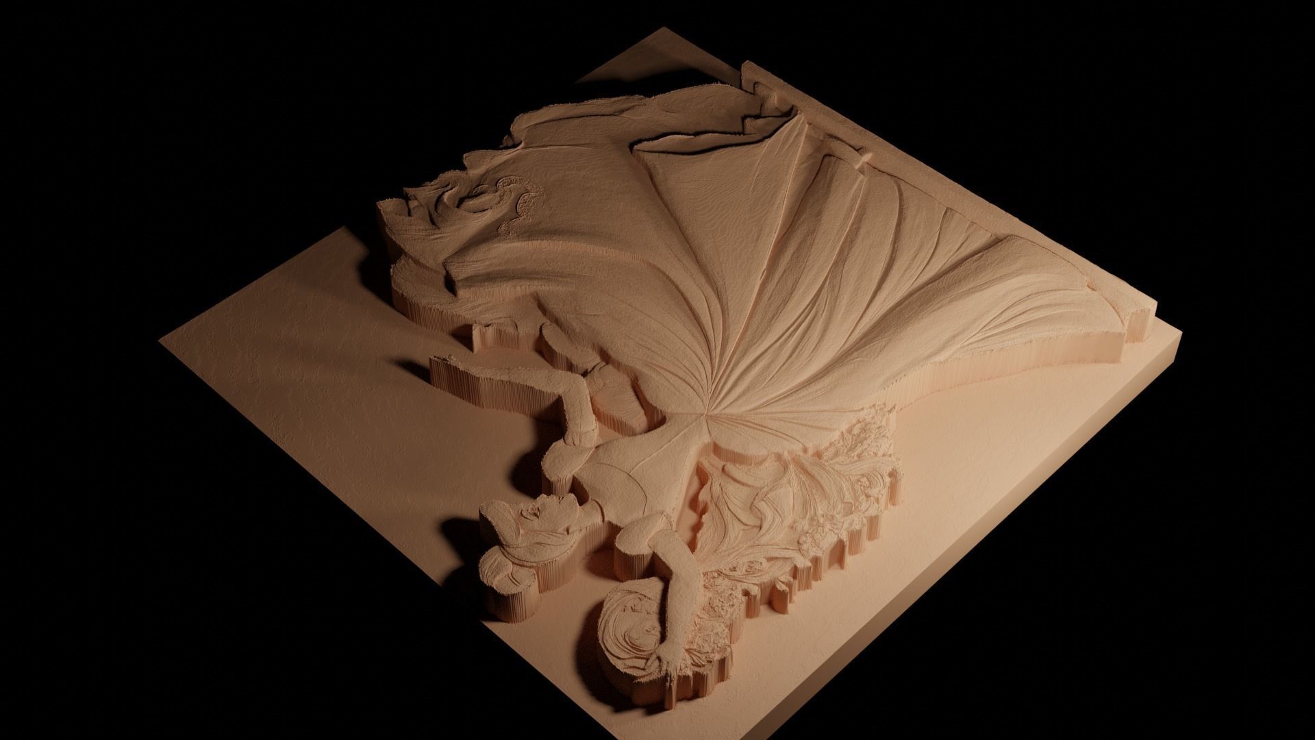 Cinderella CNC 3d Print High Relief Sand Casting 3D print model_4