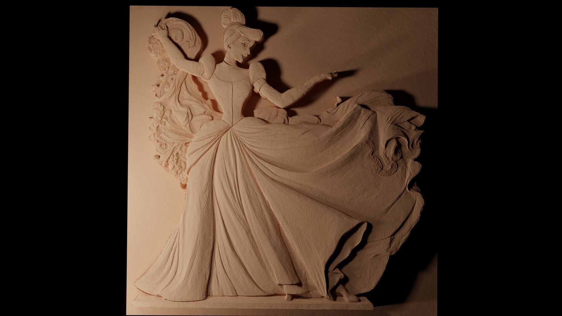 Cinderella CNC 3d Print High Relief Sand Casting 3D print model_0