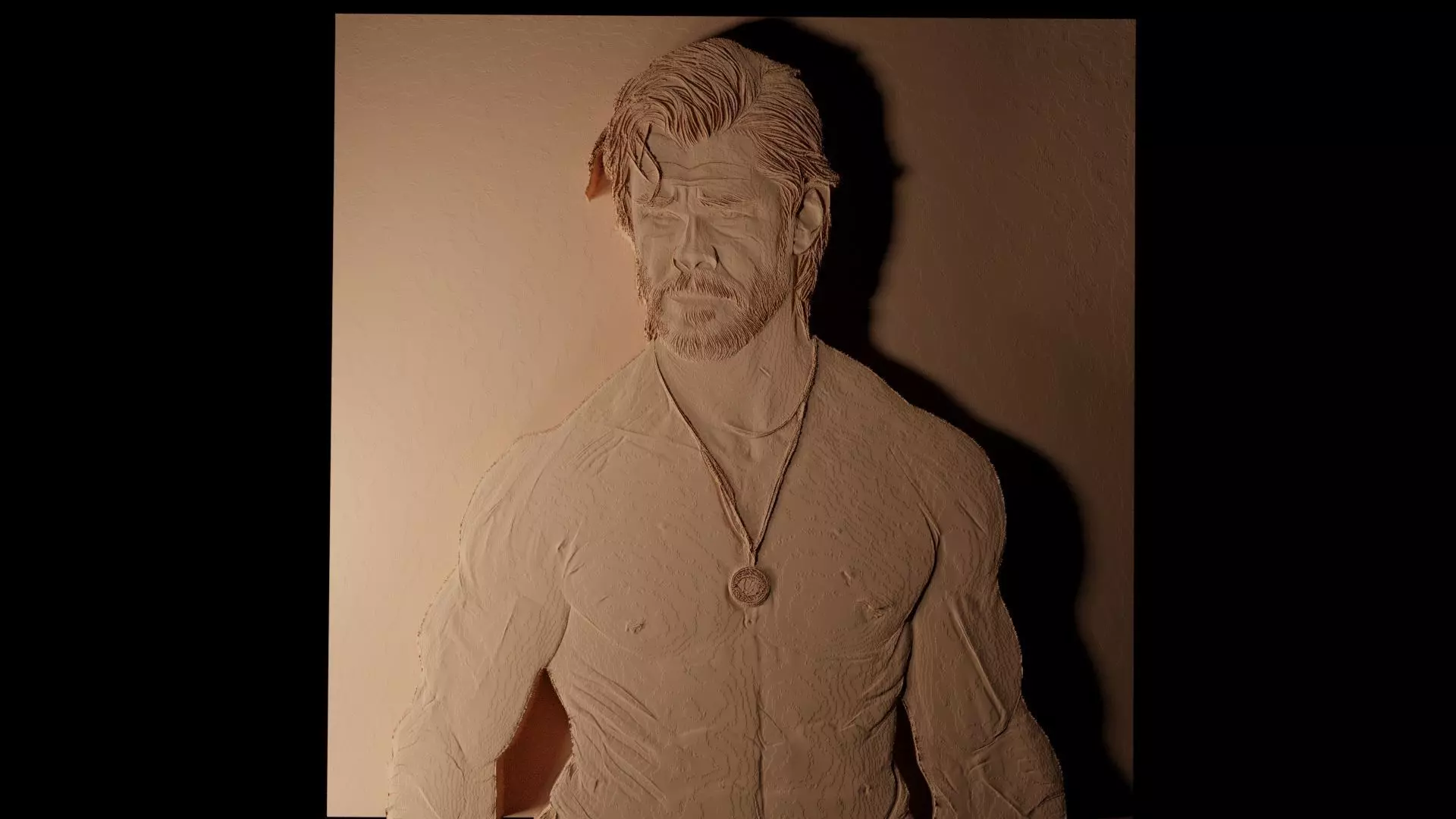 Chris Hemsworth CNC 3d Print High Relief Sand Casting 3D print model_0