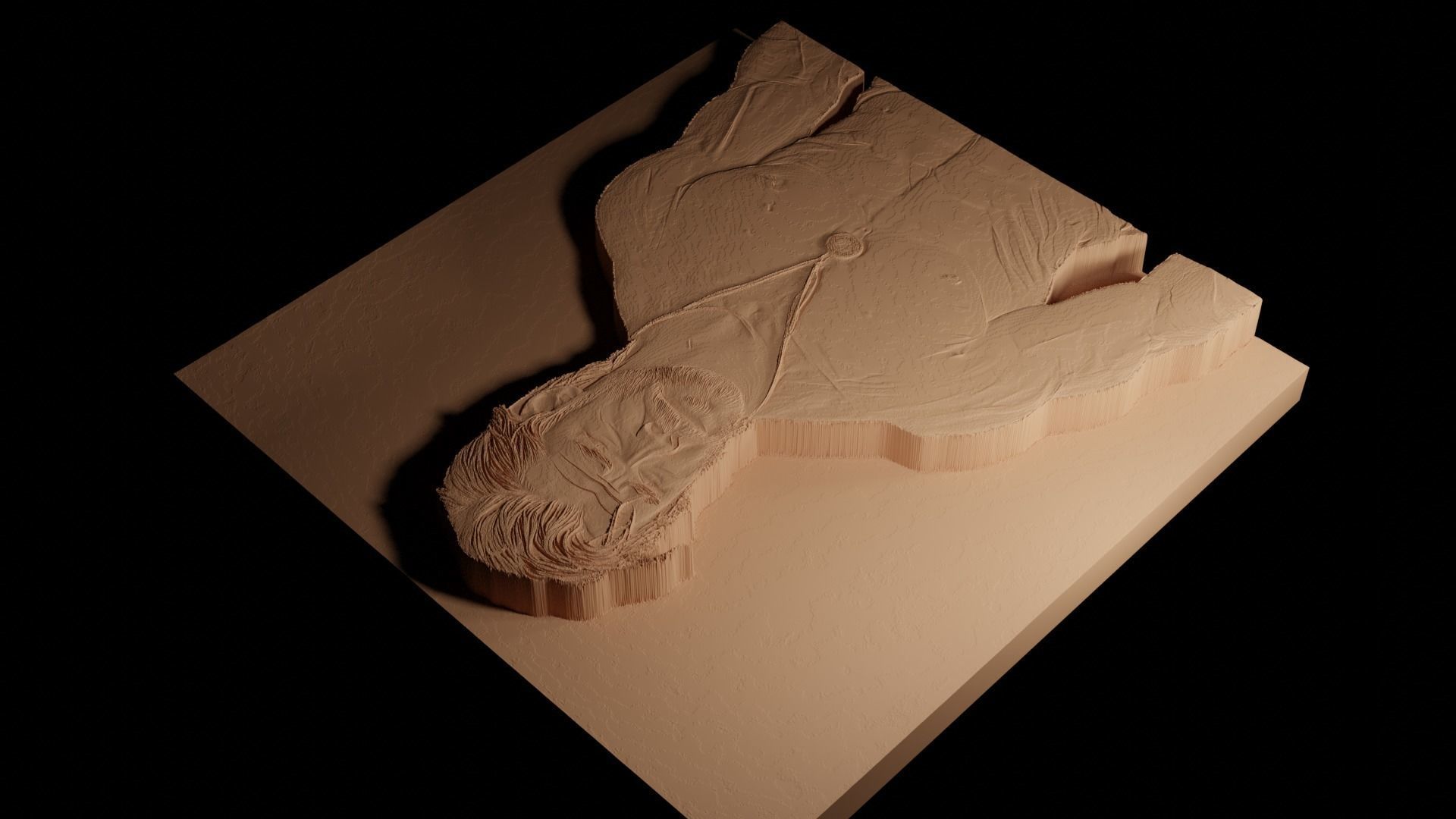 Chris Hemsworth CNC 3d Print High Relief Sand Casting 3D print model_4