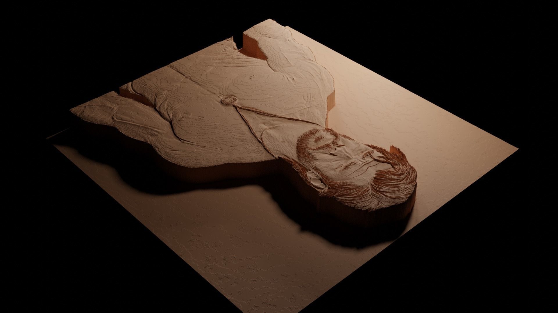 Chris Hemsworth CNC 3d Print High Relief Sand Casting 3D print model_3