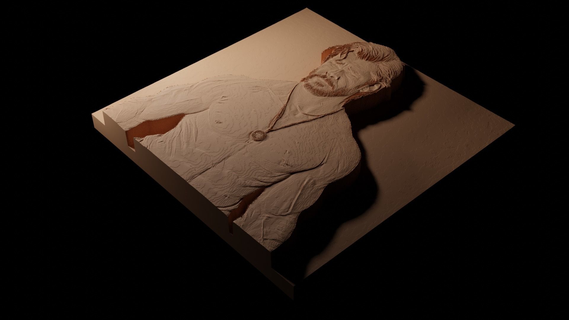 Chris Hemsworth CNC 3d Print High Relief Sand Casting 3D print model_1