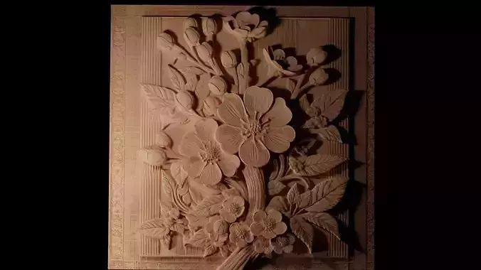 Cherry Blossom CNC 3d Print High Relief Sand Casting