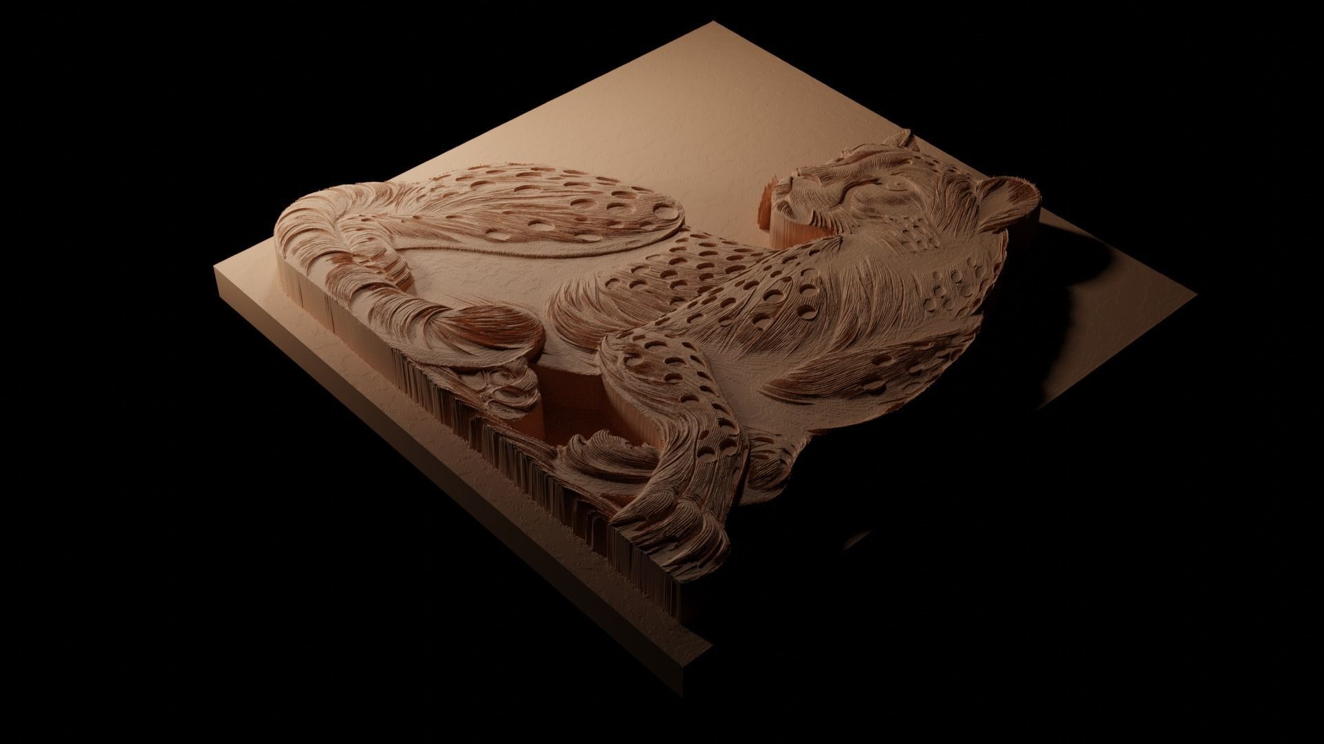 Cheetah CNC 3d Print High Relief Sand Casting 3D print model_1