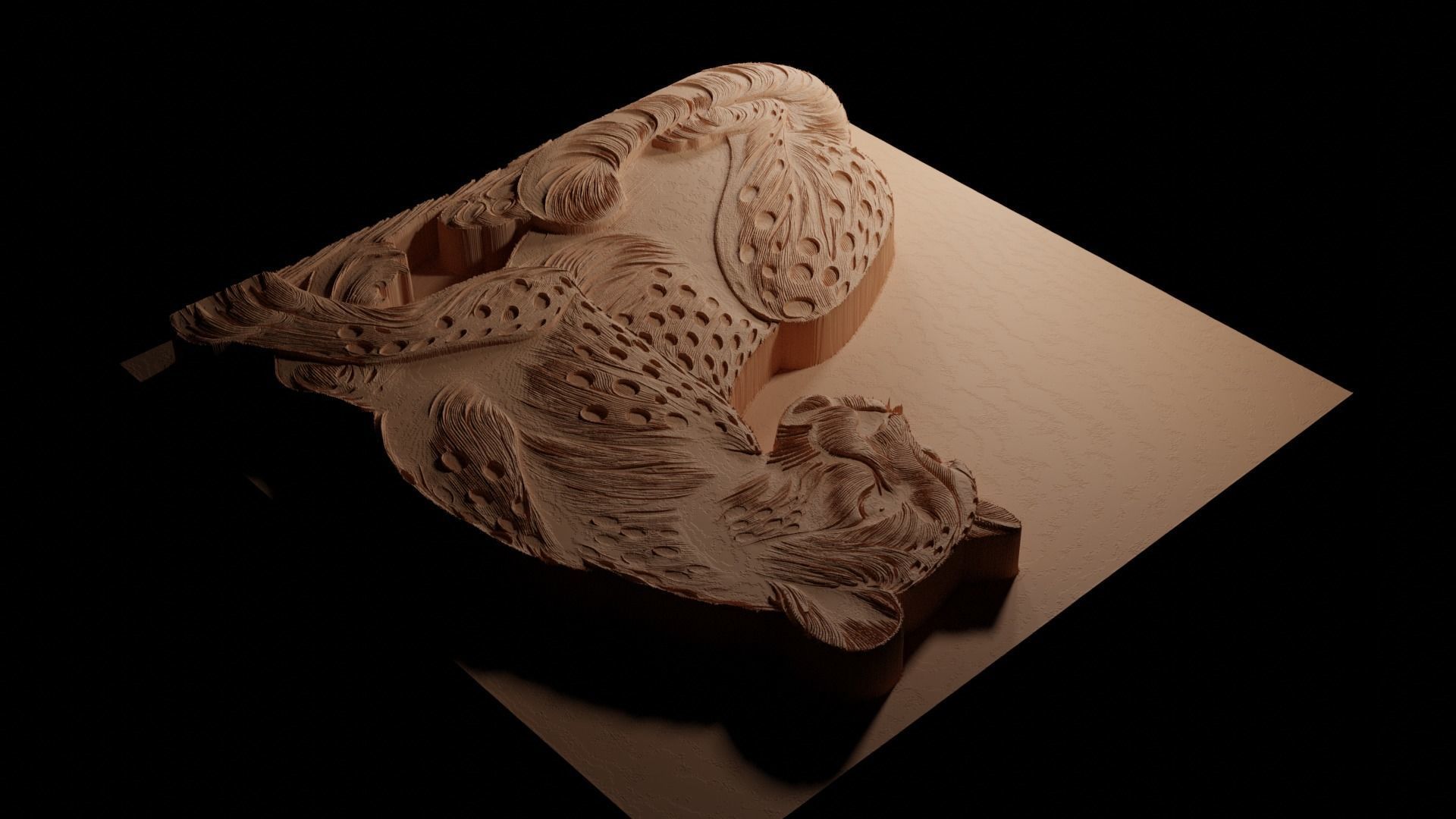 Cheetah CNC 3d Print High Relief Sand Casting 3D print model_3