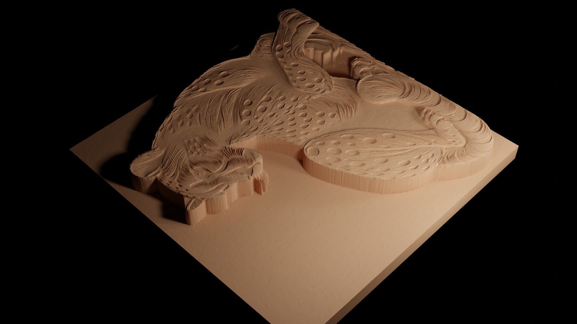 Cheetah CNC 3d Print High Relief Sand Casting 3D print model_4