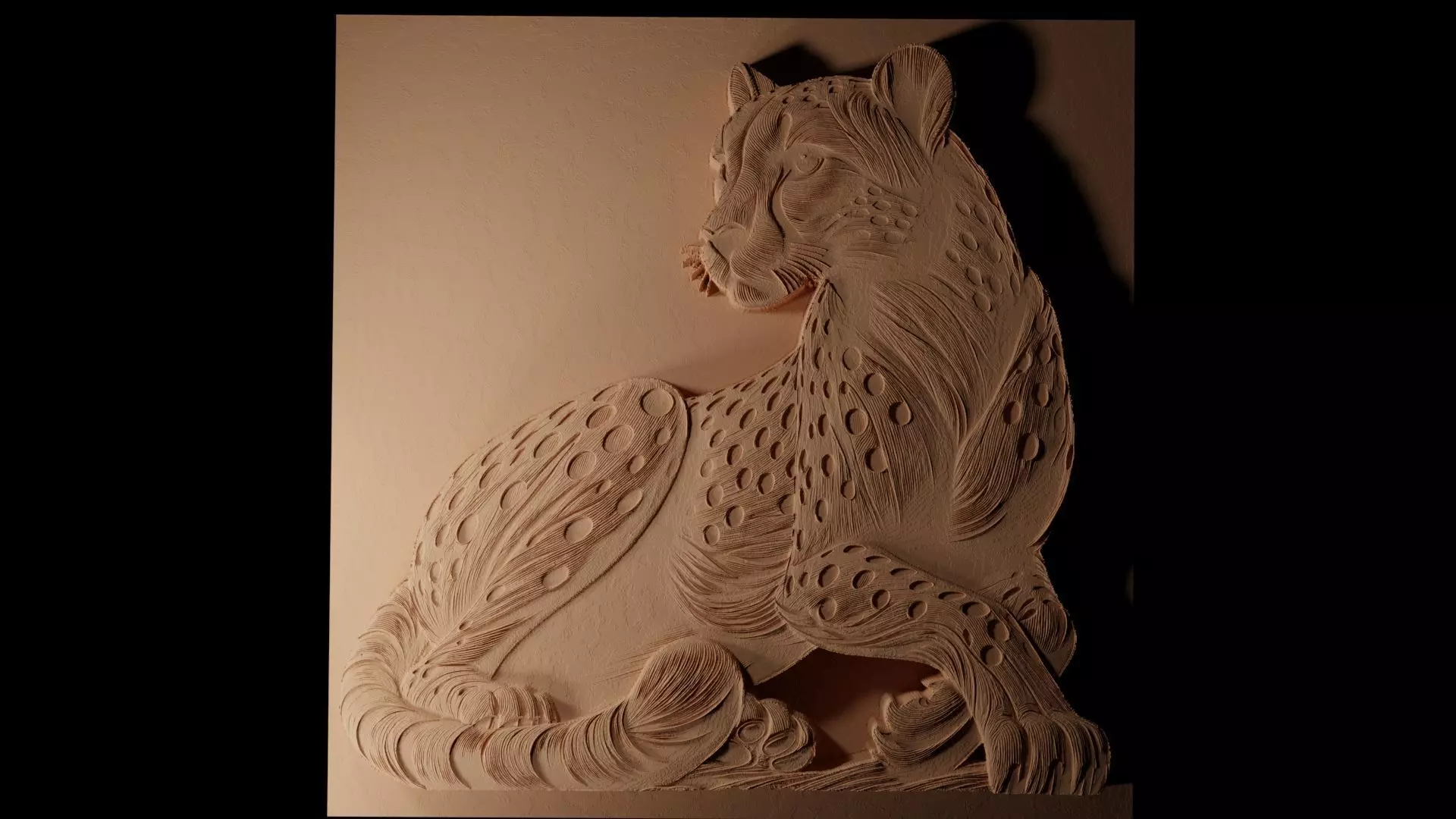 Cheetah CNC 3d Print High Relief Sand Casting 3D print model_0