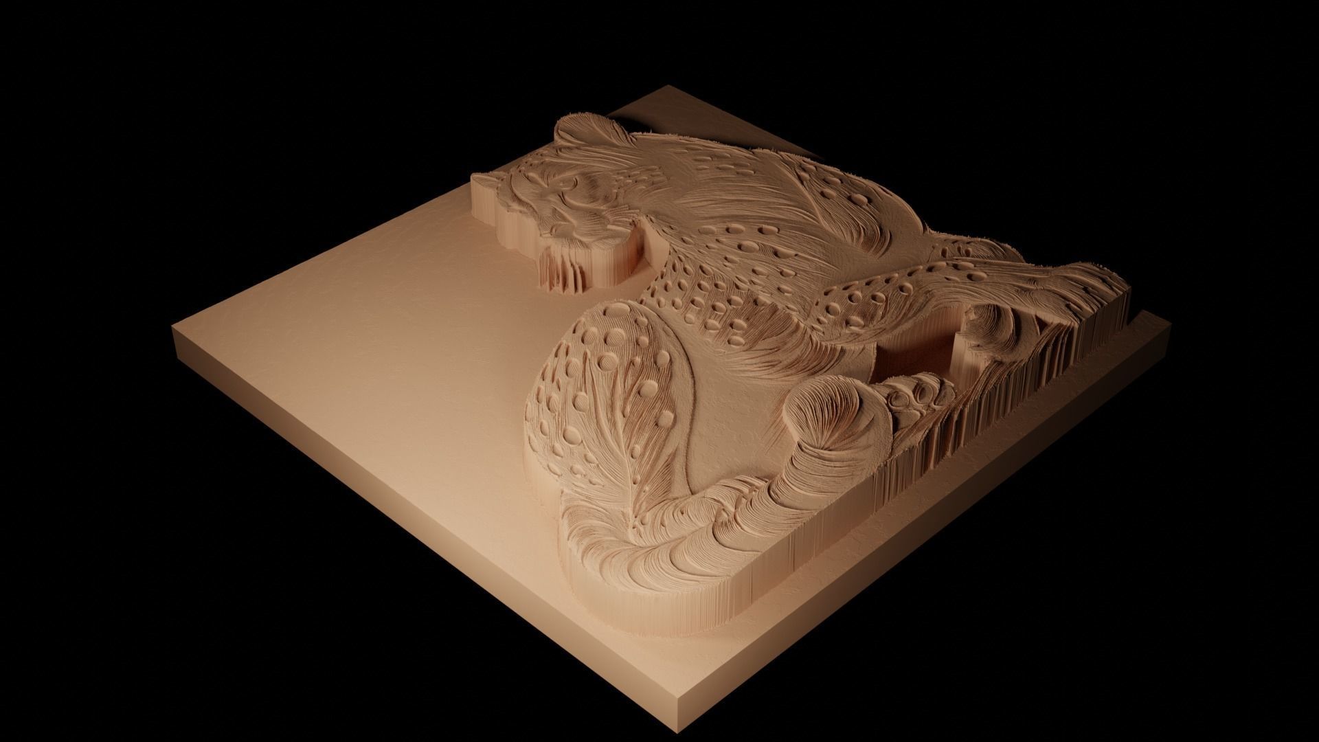 Cheetah CNC 3d Print High Relief Sand Casting 3D print model_2