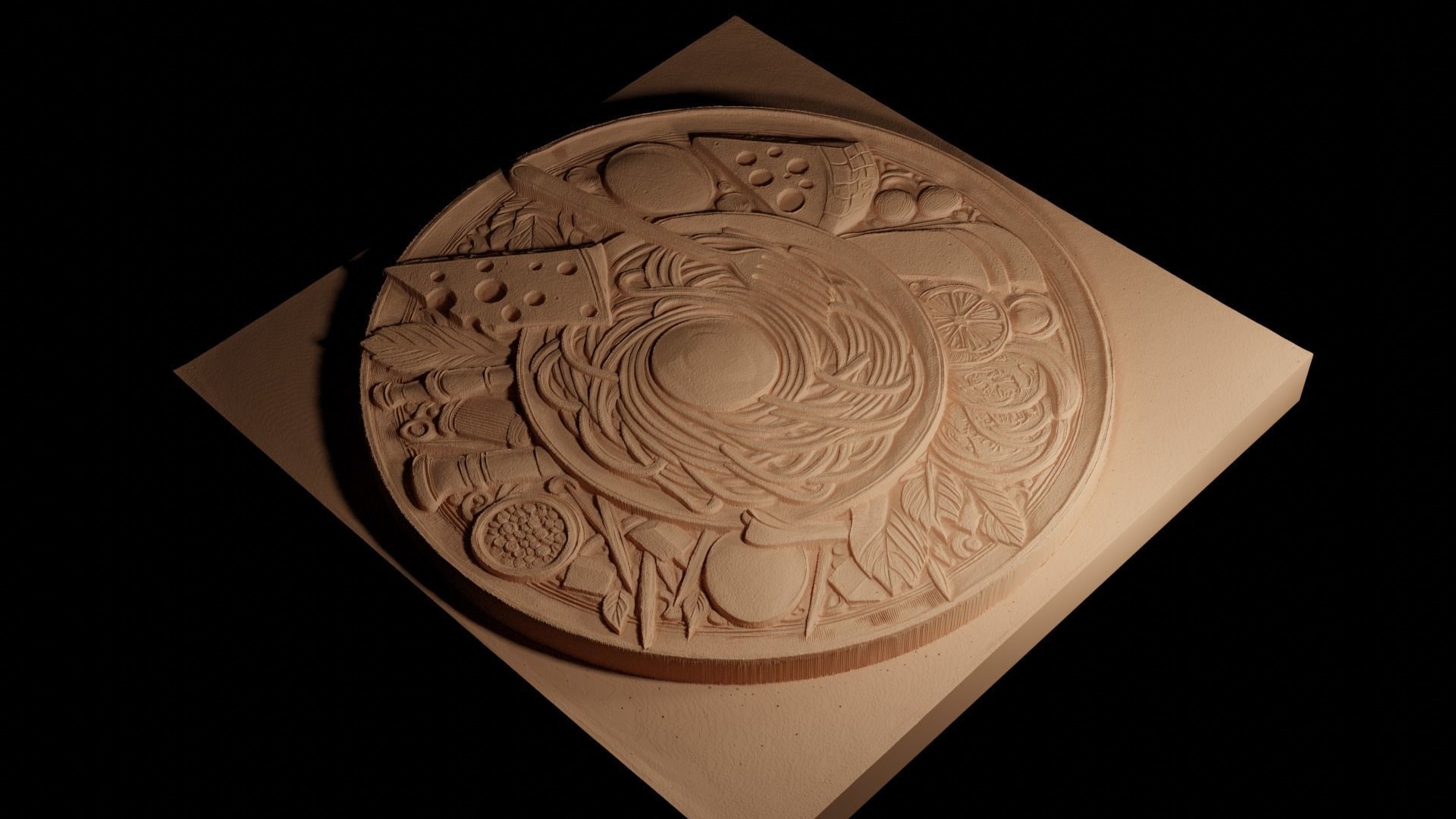 Carbonara CNC 3d Print High Relief Sand Casting 3D print model_4