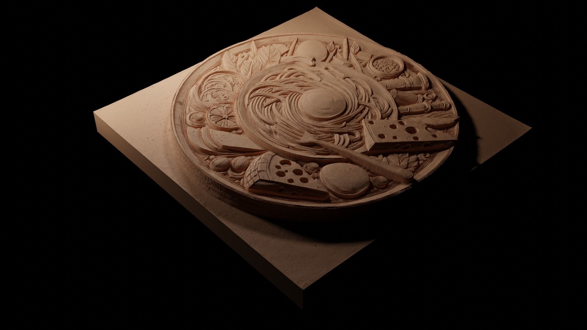 Carbonara CNC 3d Print High Relief Sand Casting 3D print model_1