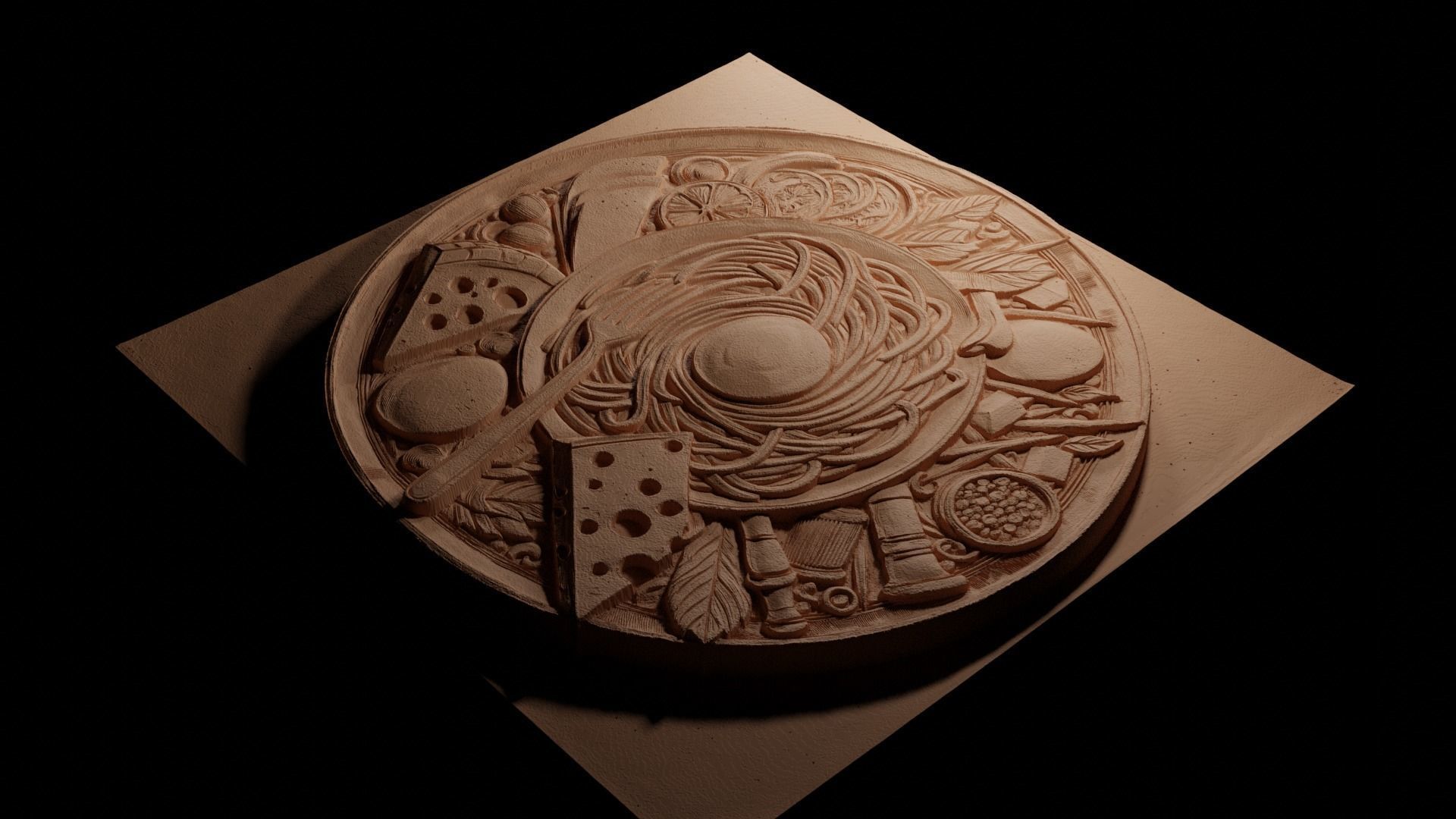 Carbonara CNC 3d Print High Relief Sand Casting 3D print model_3