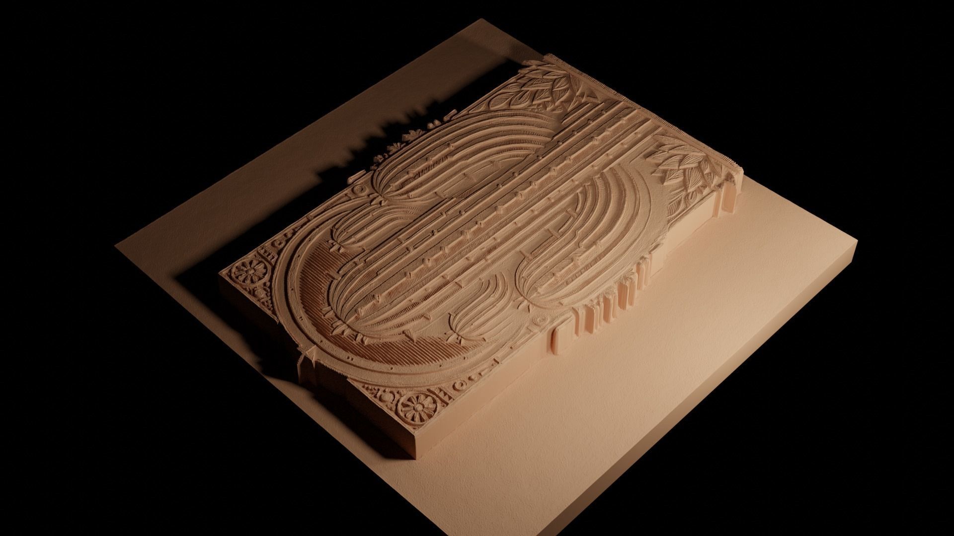 Cactus CNC 3d Print High Relief Sand Casting 3D print model_4