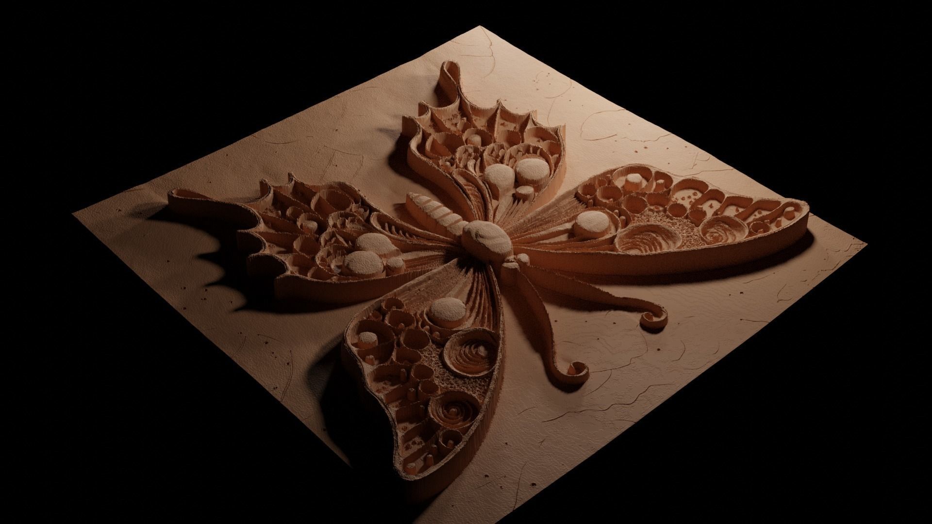 Butterfly CNC 3d Print High Relief Sand Casting 3D print model_3