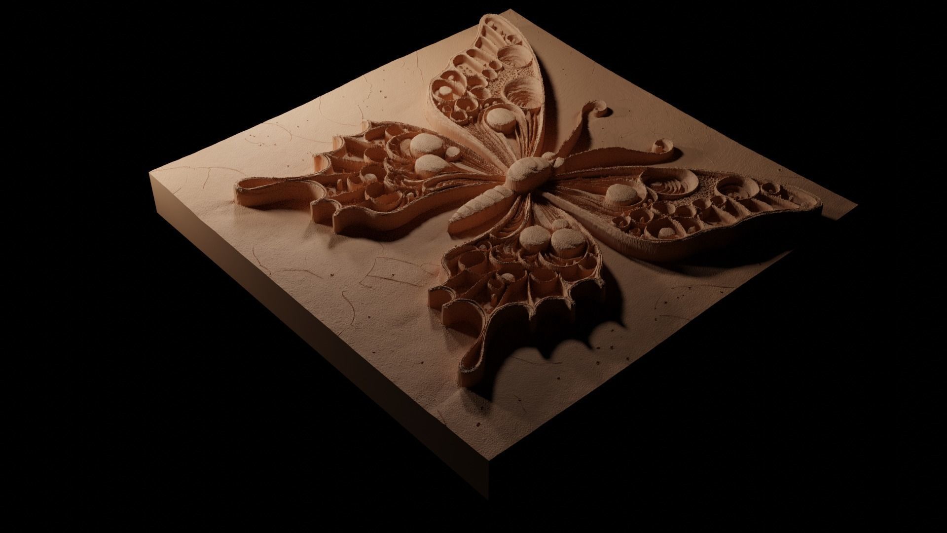 Butterfly CNC 3d Print High Relief Sand Casting 3D print model_1