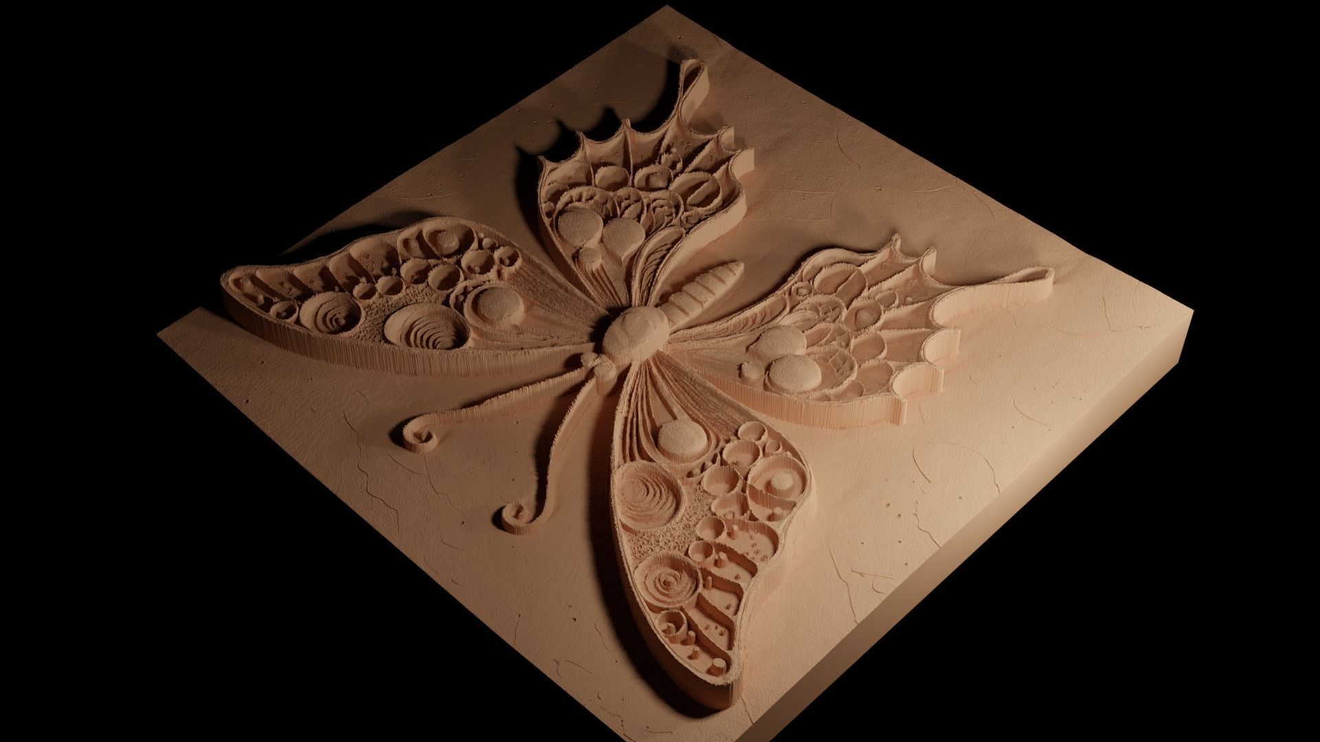 Butterfly CNC 3d Print High Relief Sand Casting 3D print model_4