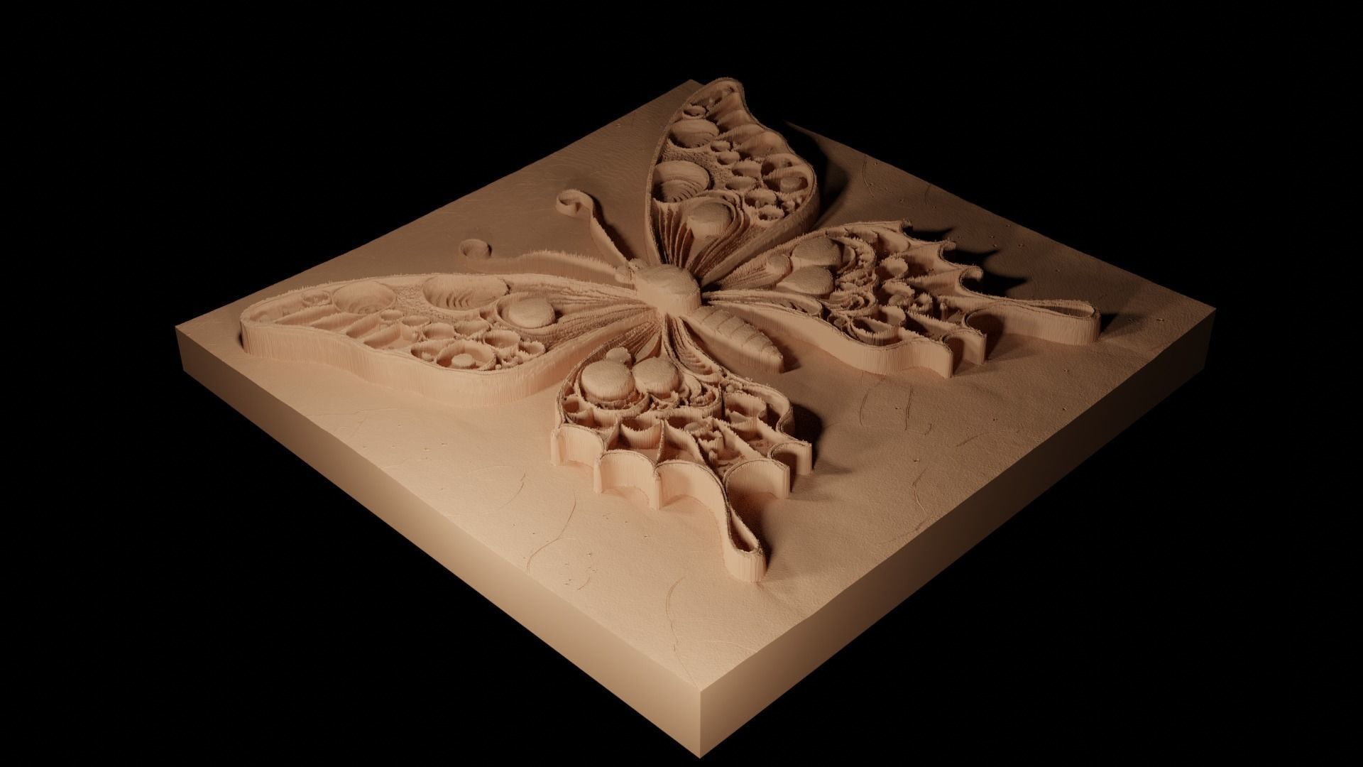 Butterfly CNC 3d Print High Relief Sand Casting 3D print model_2