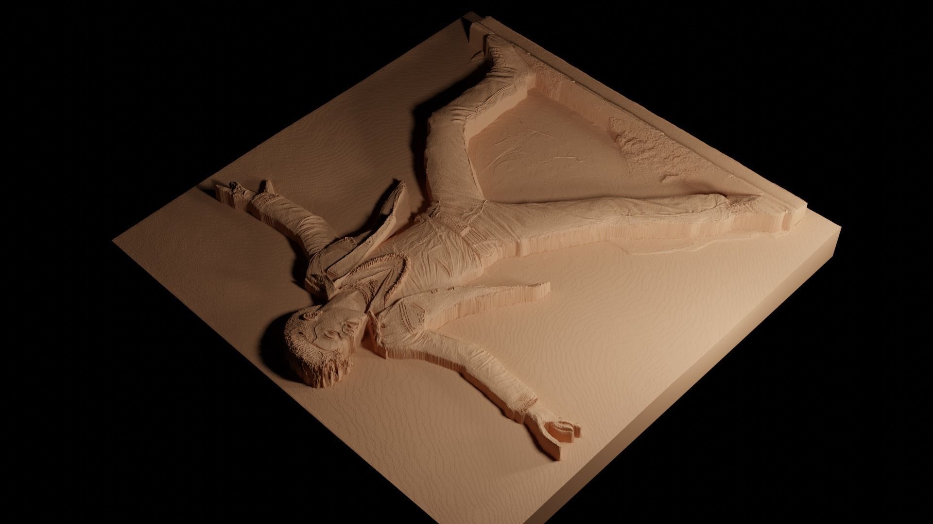Bruno Mars CNC 3d Print High Relief Sand Casting 3D print model_4