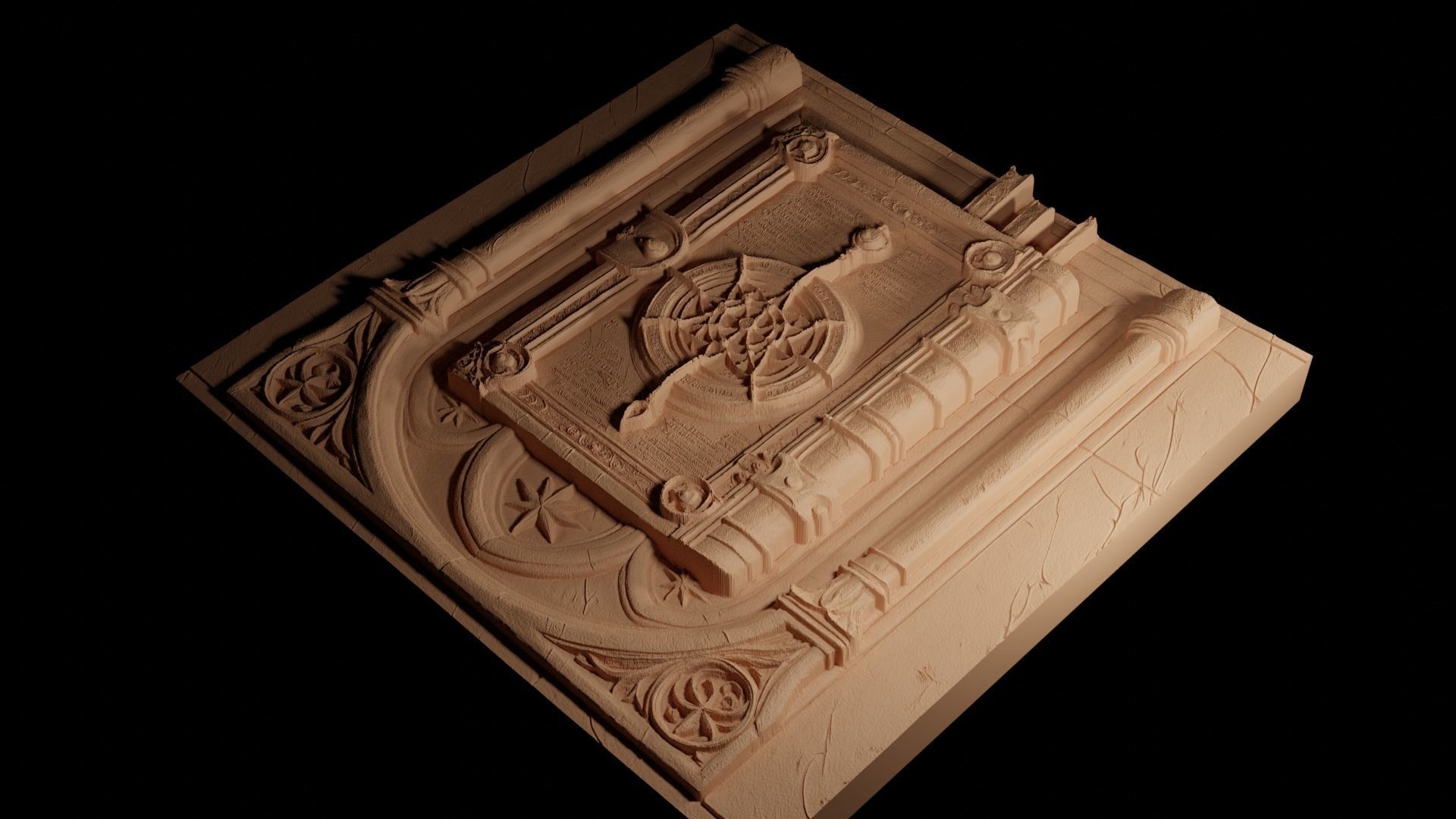 Book of Spells CNC 3d Print High Relief Sand Casting 3D print model_4