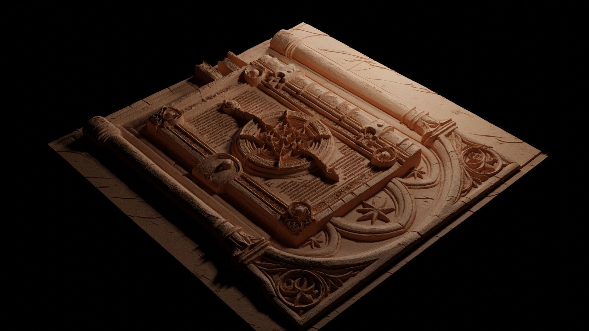 Book of Spells CNC 3d Print High Relief Sand Casting 3D print model_3