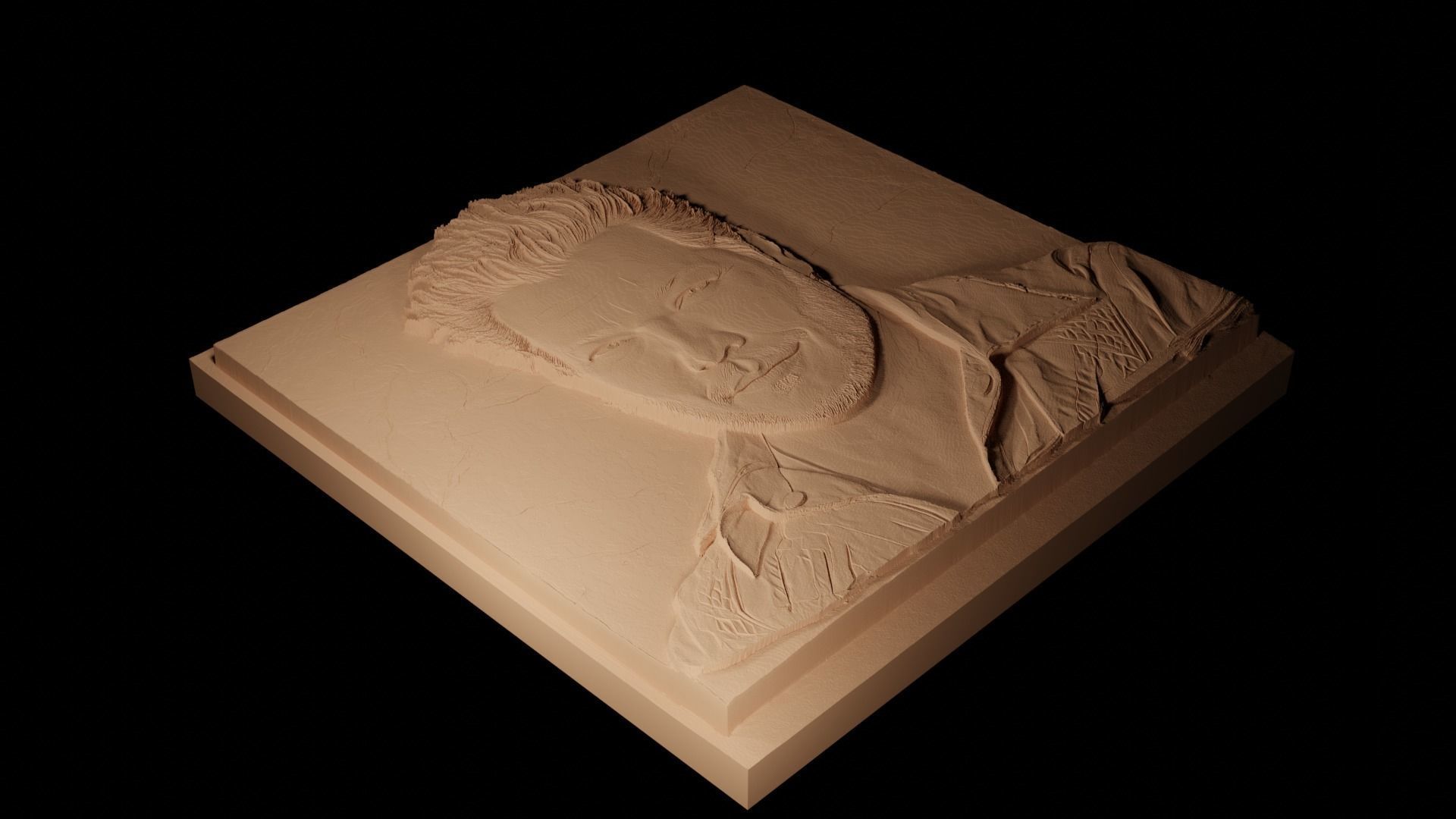 Blake Shelton CNC 3d Print High Relief Sand Casting 3D print model_2