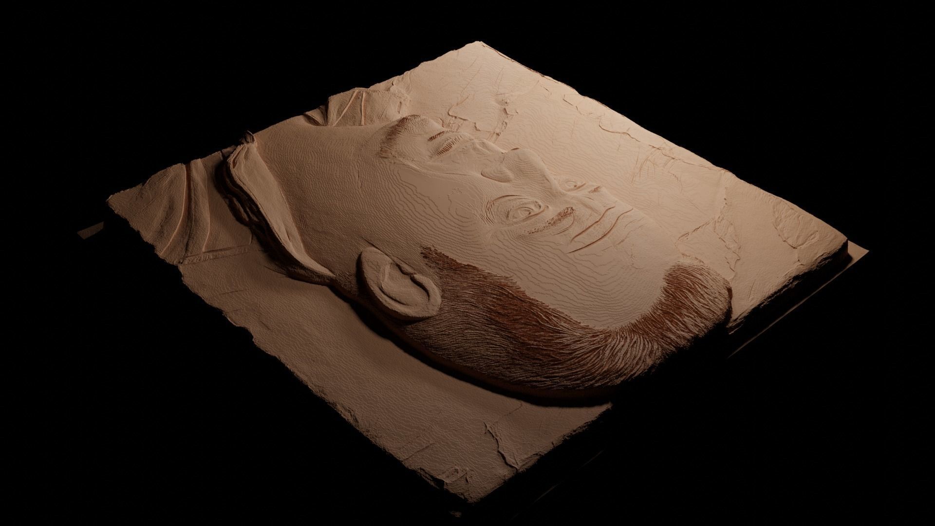 Billy Joel CNC 3d Print High Relief Sand Casting 3D print model_3