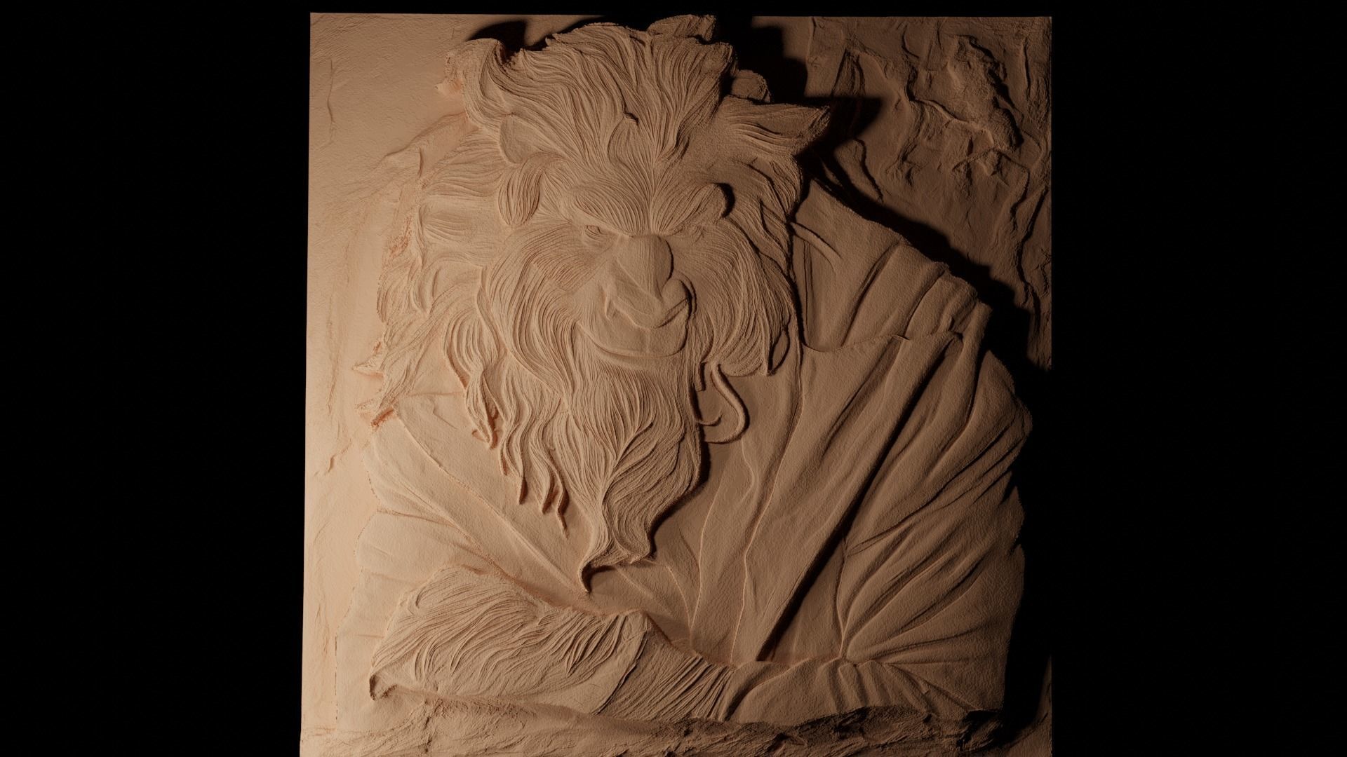 Beast Beauty and the Beast CNC 3d Print High Relief Sand Casting 3D print model_0