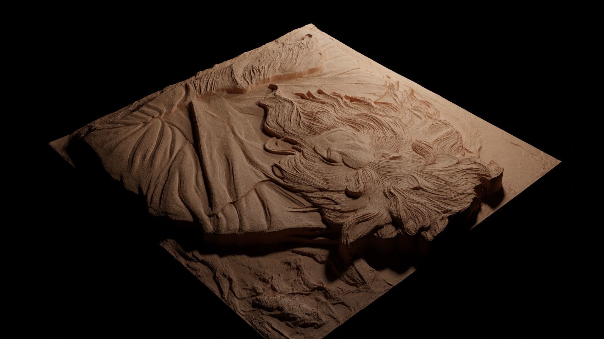 Beast Beauty and the Beast CNC 3d Print High Relief Sand Casting 3D print model_3