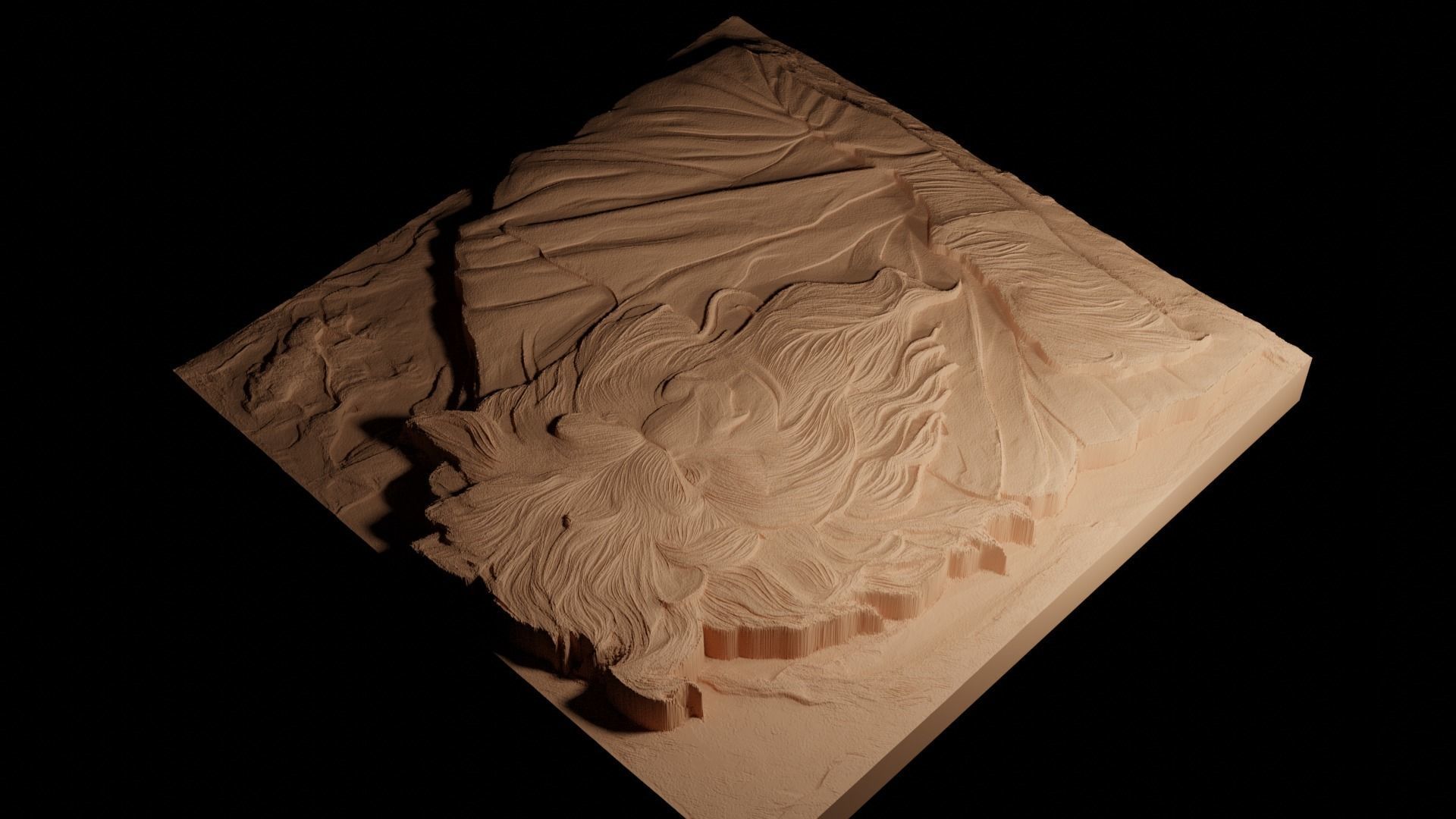 Beast Beauty and the Beast CNC 3d Print High Relief Sand Casting 3D print model_4