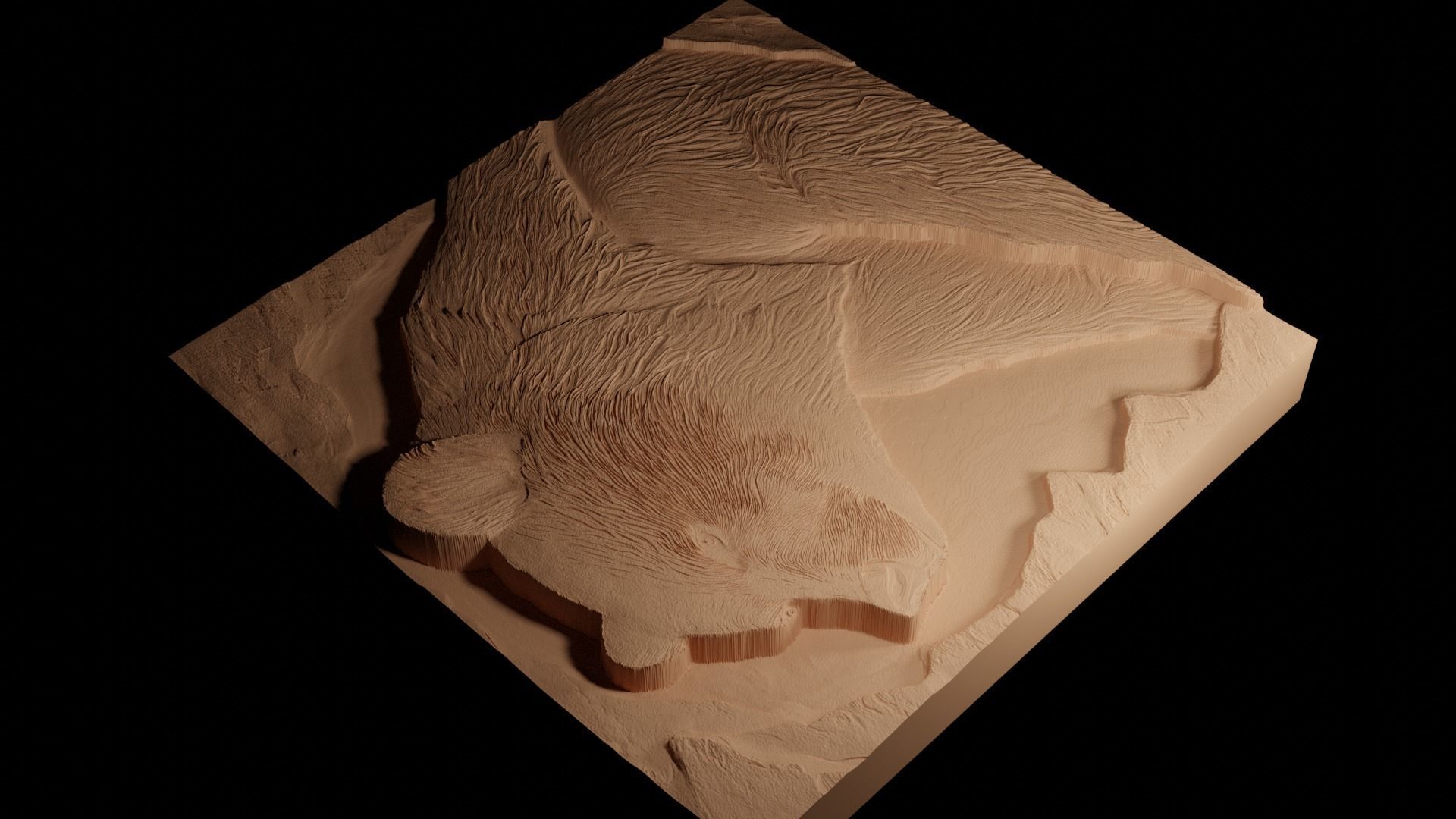 Bear CNC 3d Print High Relief Sand Casting 3D print model_4