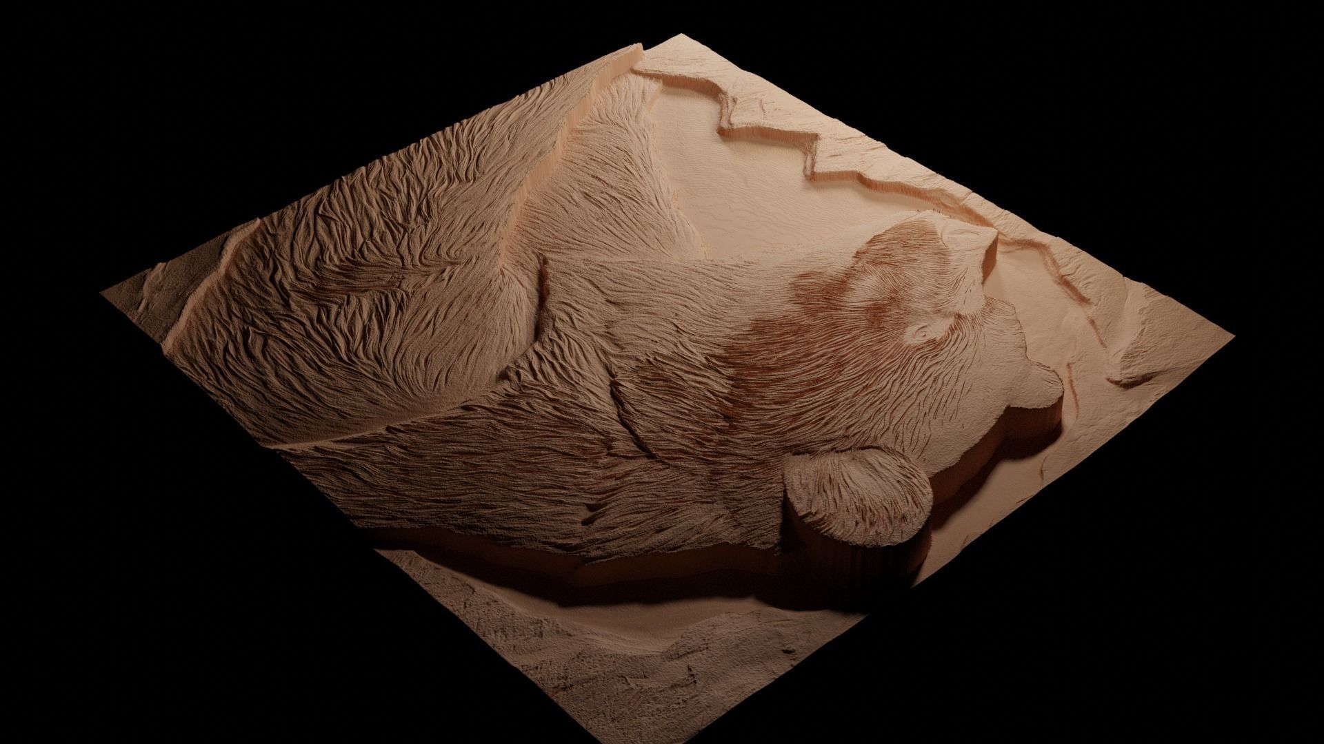 Bear CNC 3d Print High Relief Sand Casting 3D print model_3