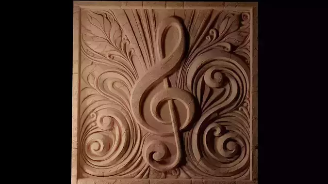 Bass Clef CNC 3d Print High Relief Sand Casting 3D print model