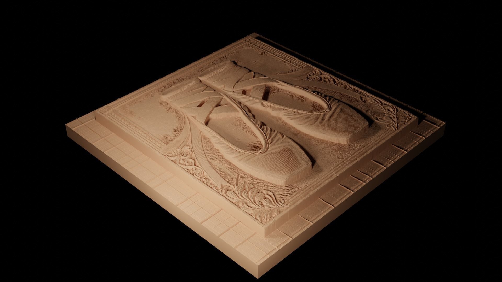 Ballet Shoes CNC 3d Print High Relief Sand Casting 3D print model_2