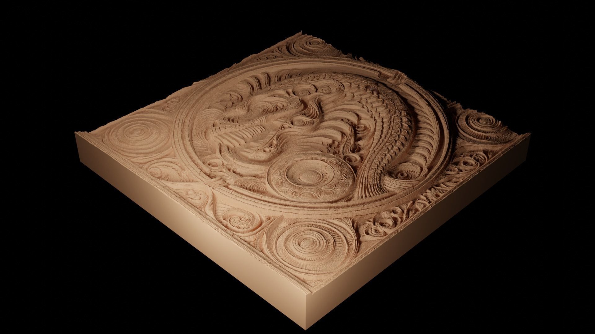 Fossil CNC 3d Print High Relief Sand Casting 3D print model_2