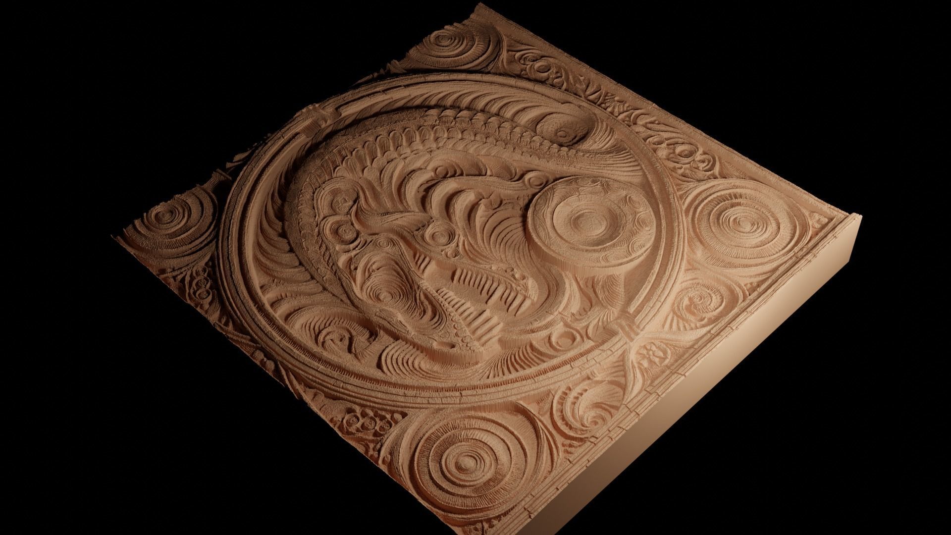 Fossil CNC 3d Print High Relief Sand Casting 3D print model_4