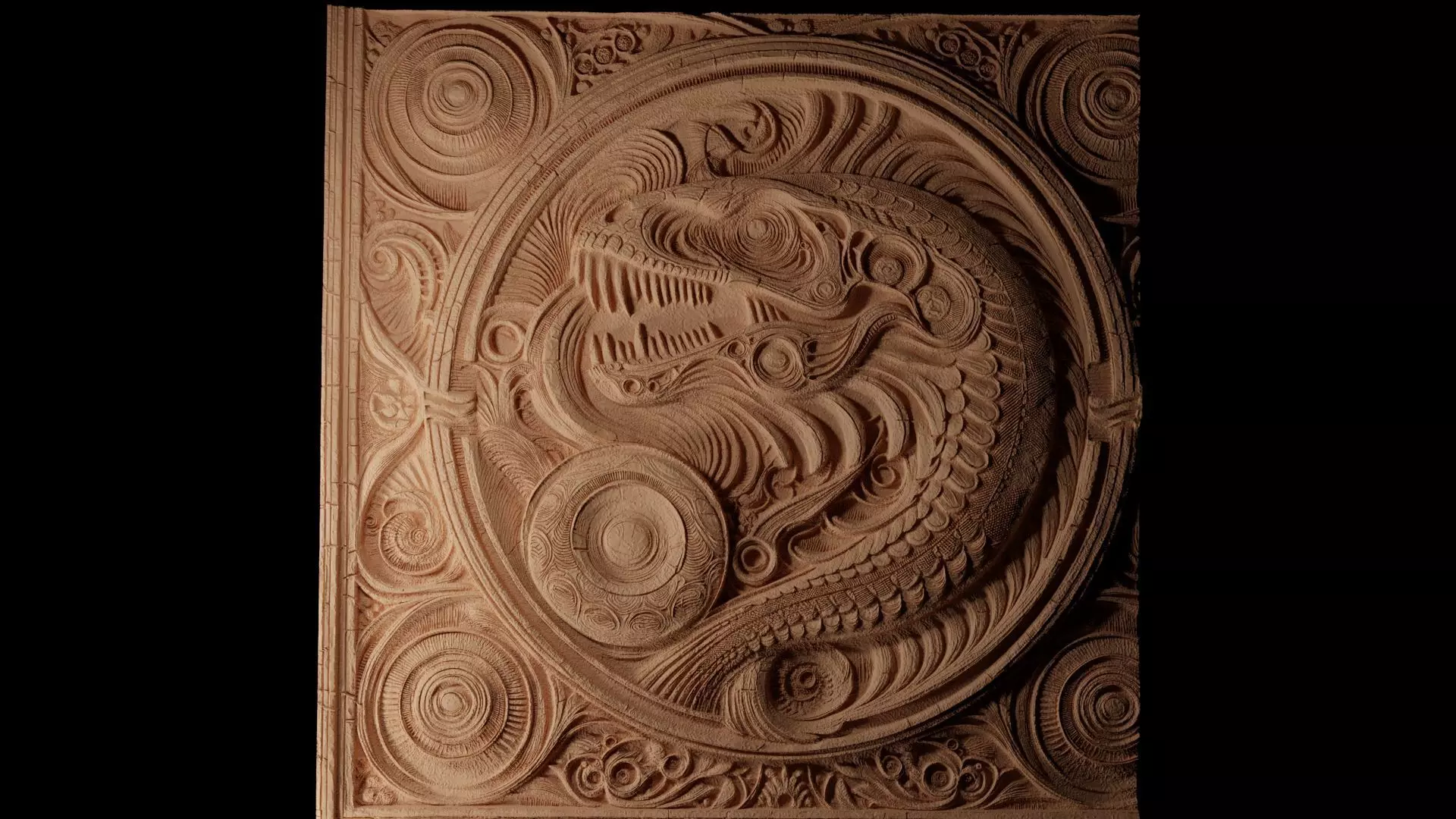 Fossil CNC 3d Print High Relief Sand Casting 3D print model_0