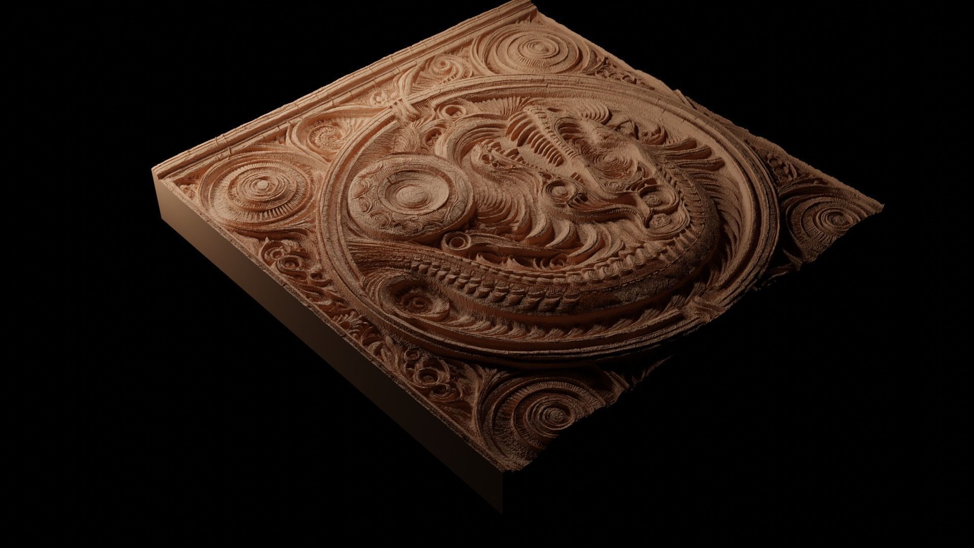 Fossil CNC 3d Print High Relief Sand Casting 3D print model_1