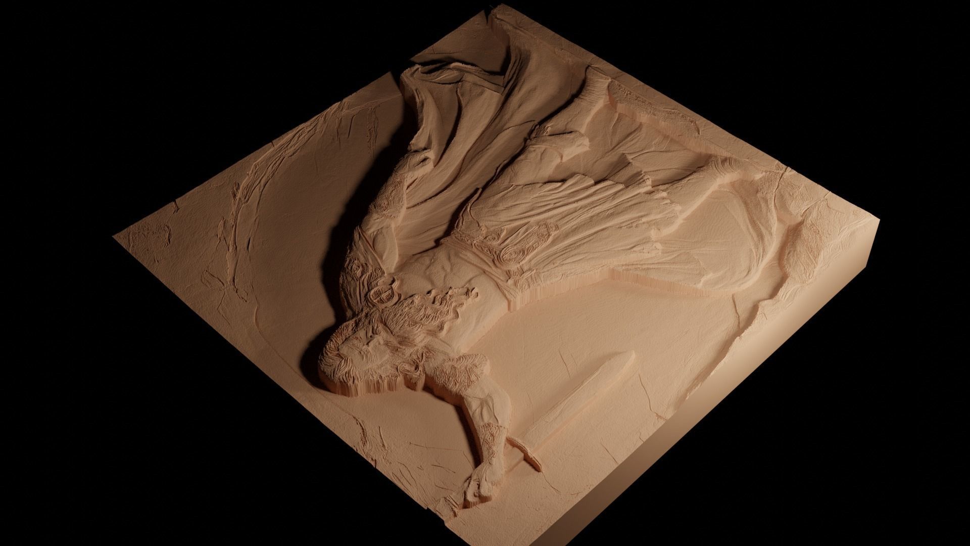 Fafhrd CNC 3d Print High Relief Sand Casting 3D print model_4