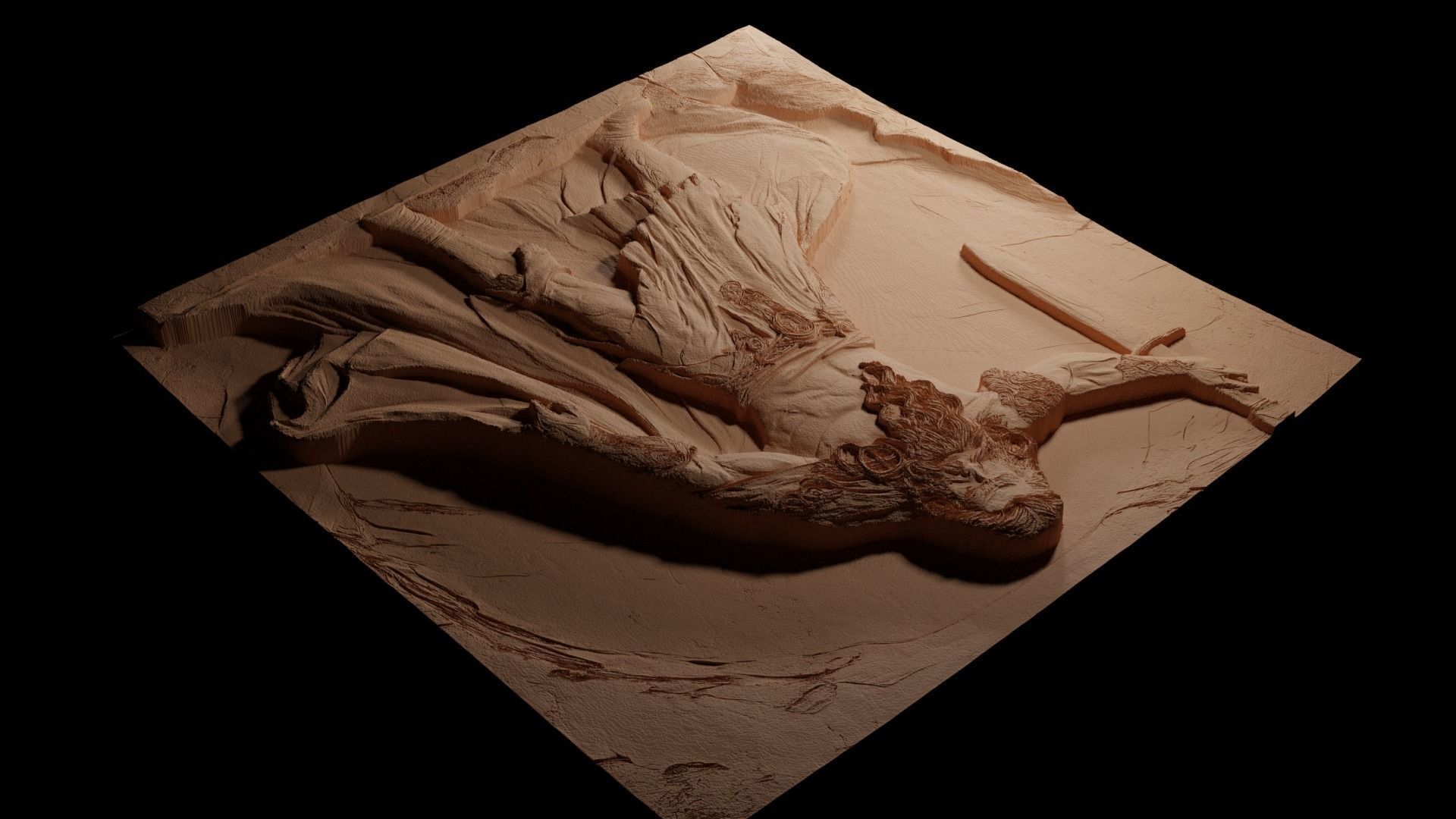 Fafhrd CNC 3d Print High Relief Sand Casting 3D print model_3