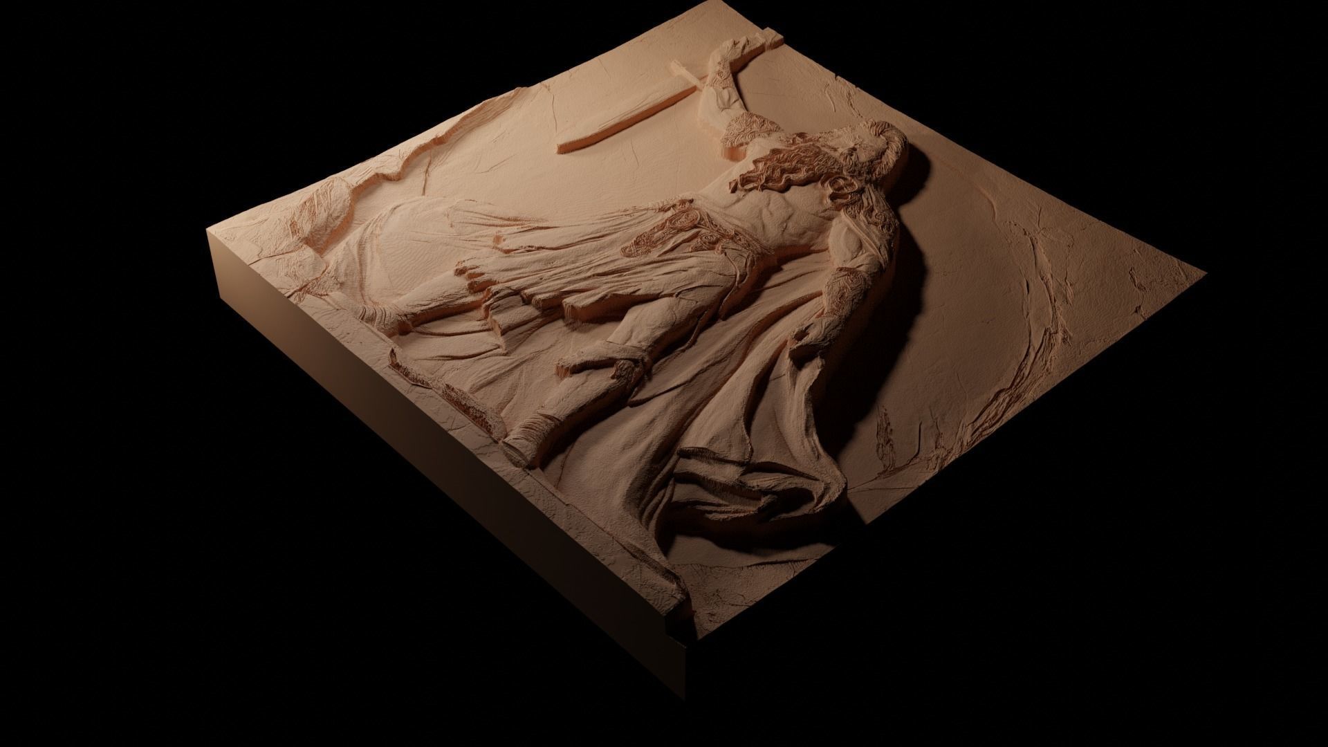 Fafhrd CNC 3d Print High Relief Sand Casting 3D print model_1