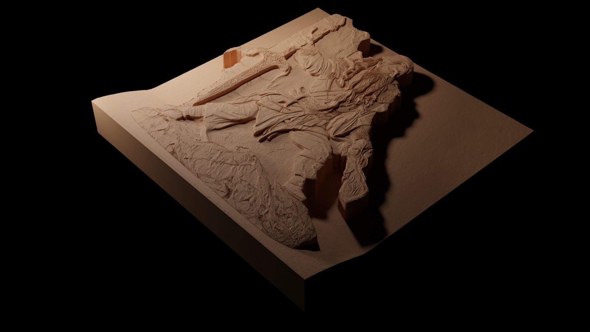 Elminster Aumar DND CNC 3d Print High Relief Sand Casting 3D print model_1