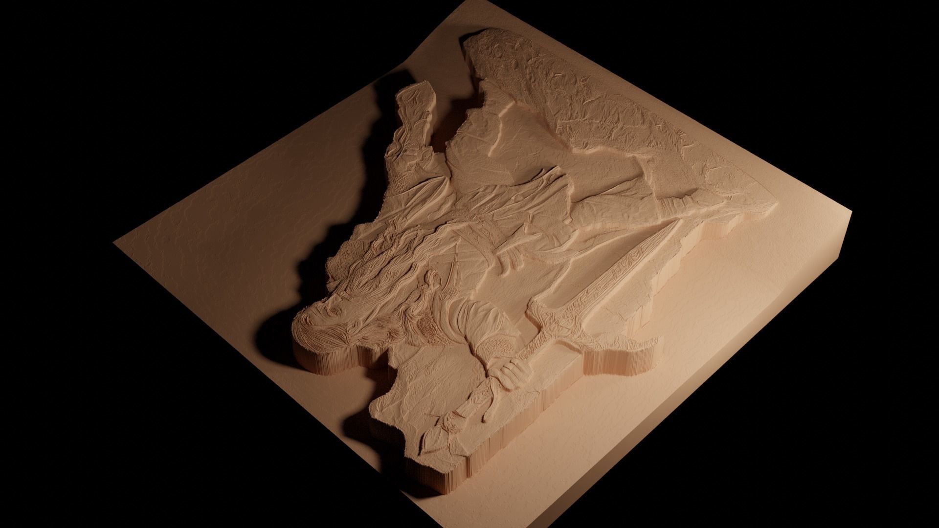 Elminster Aumar DND CNC 3d Print High Relief Sand Casting 3D print model_4