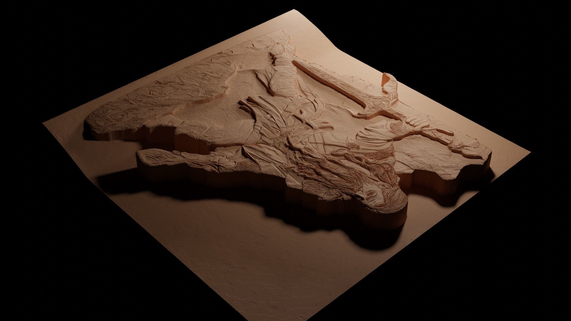 Elminster Aumar DND CNC 3d Print High Relief Sand Casting 3D print model_3