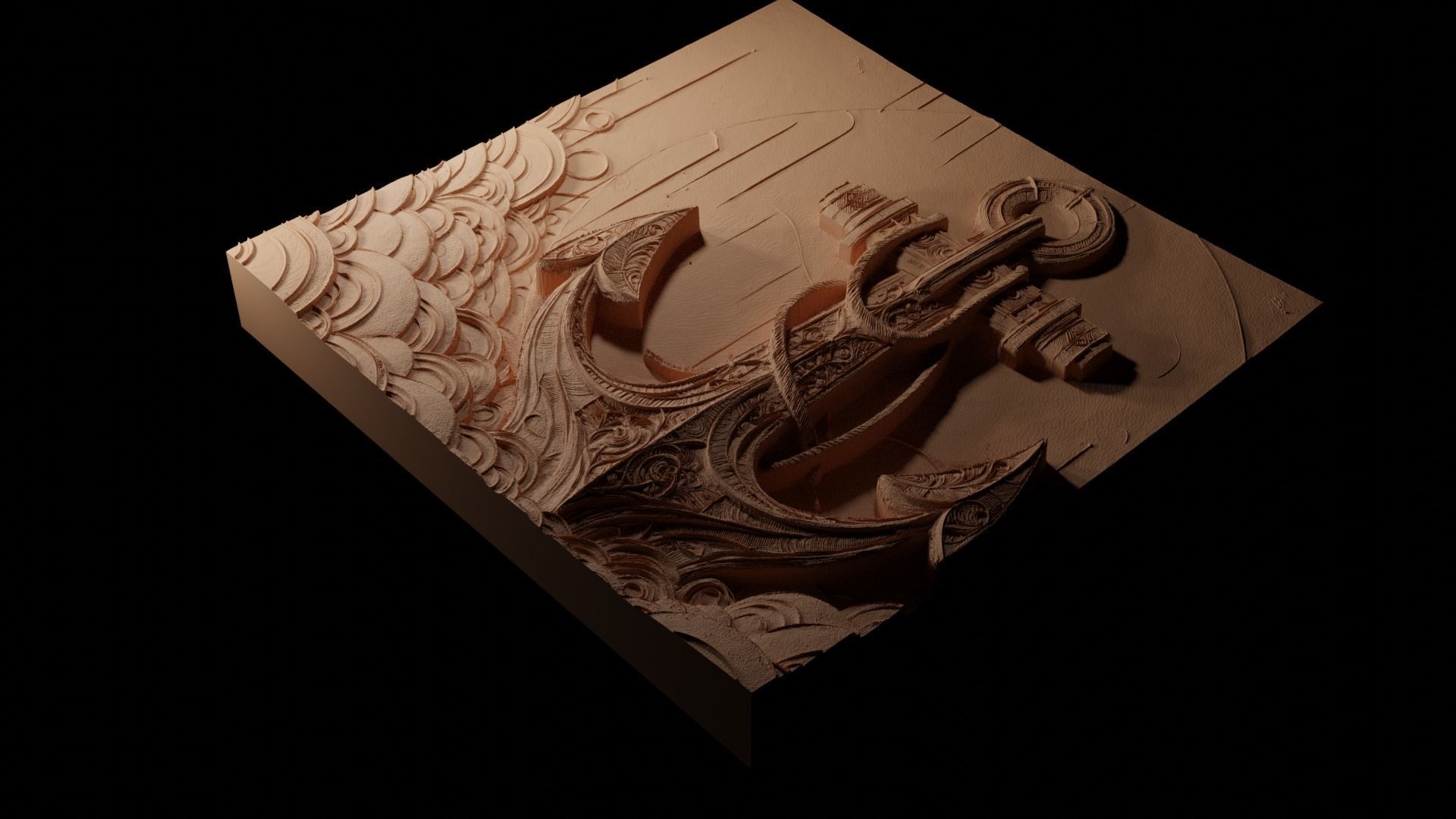 Anchor CNC 3d Print High Relief Sand Casting 3D print model_1