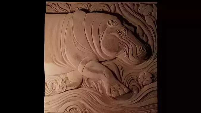 Hippopotamus CNC 3d Print High Relief Sand Casting