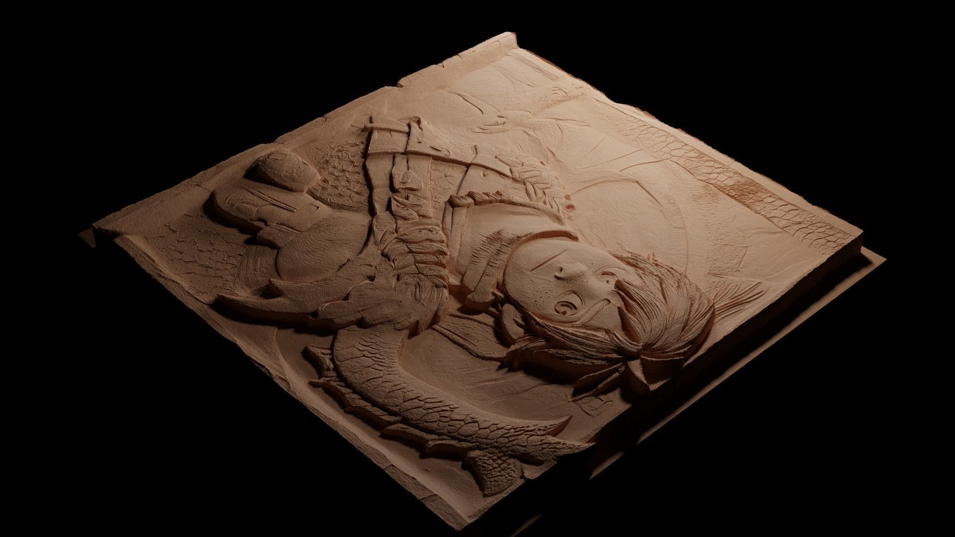 Hiccup CNC 3d Print High Relief Sand Casting 3D print model_3